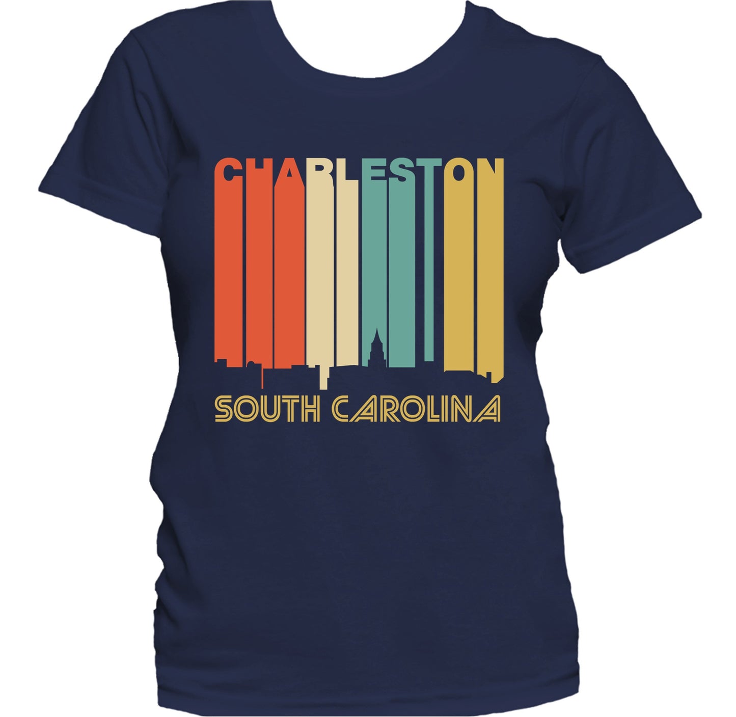 Retro 1970's Style Charleston South Carolina Skyline Women's T-Shirt