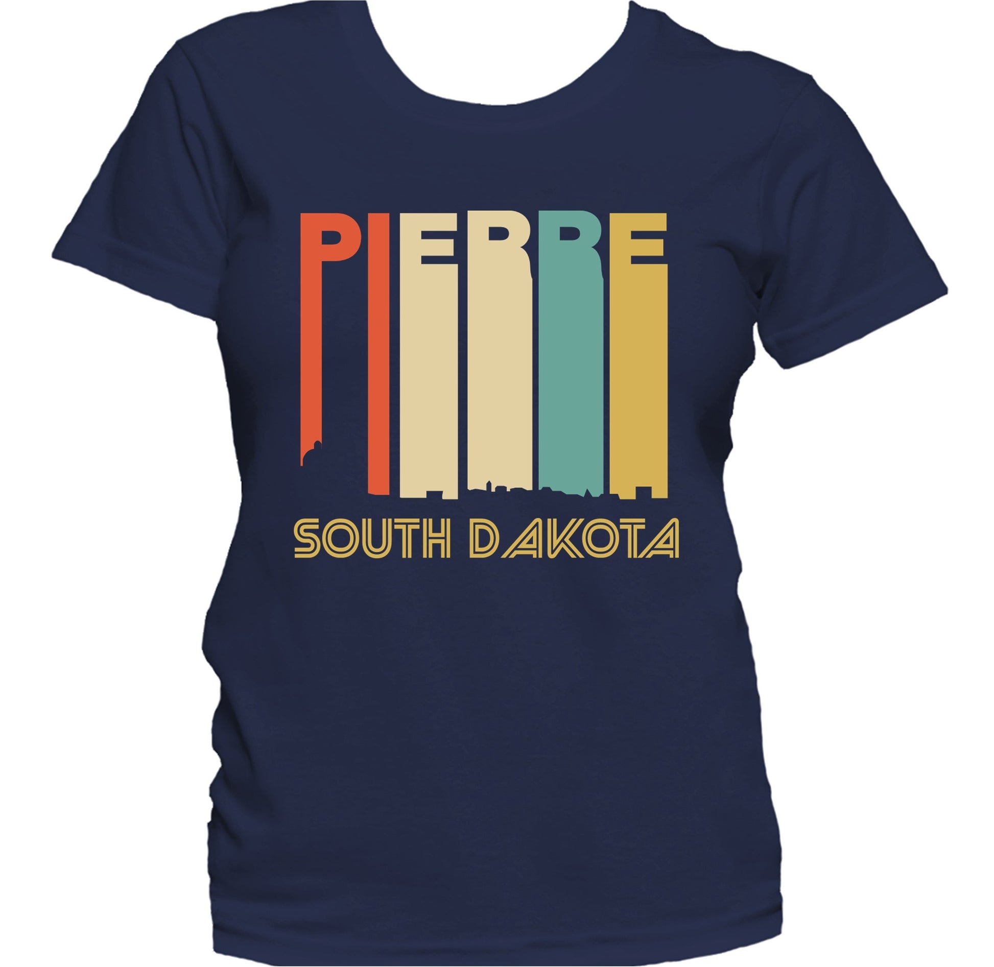 Retro 1970's Style Pierre South Dakota Skyline Women's T-Shirt