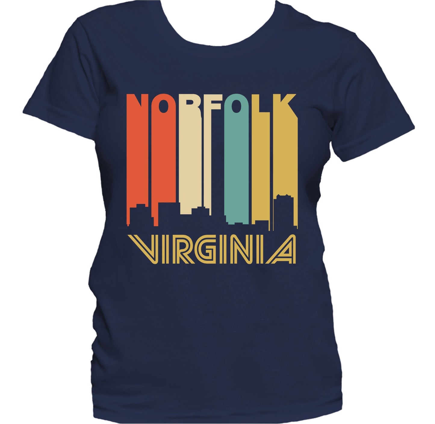 Retro 1970's Style Norfolk Virginia Skyline Women's T-Shirt