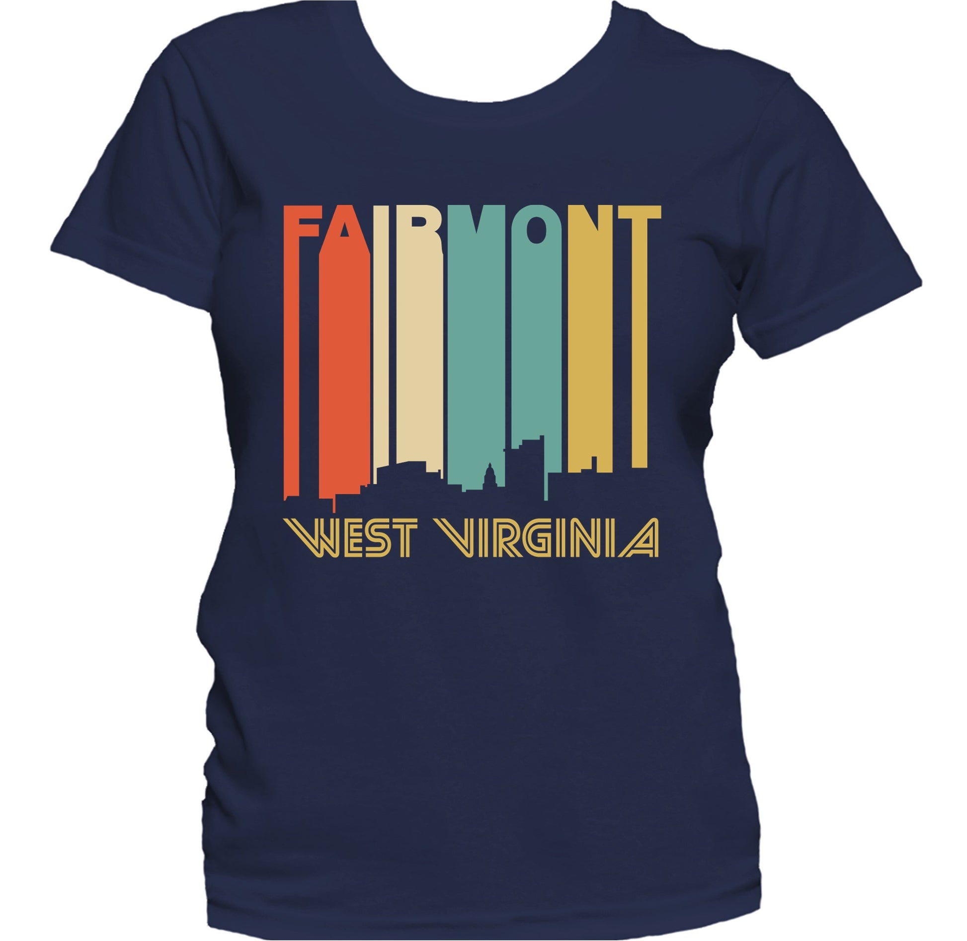 Retro 1970's Style Fairmont West Virginia Skyline Women's T-Shirt