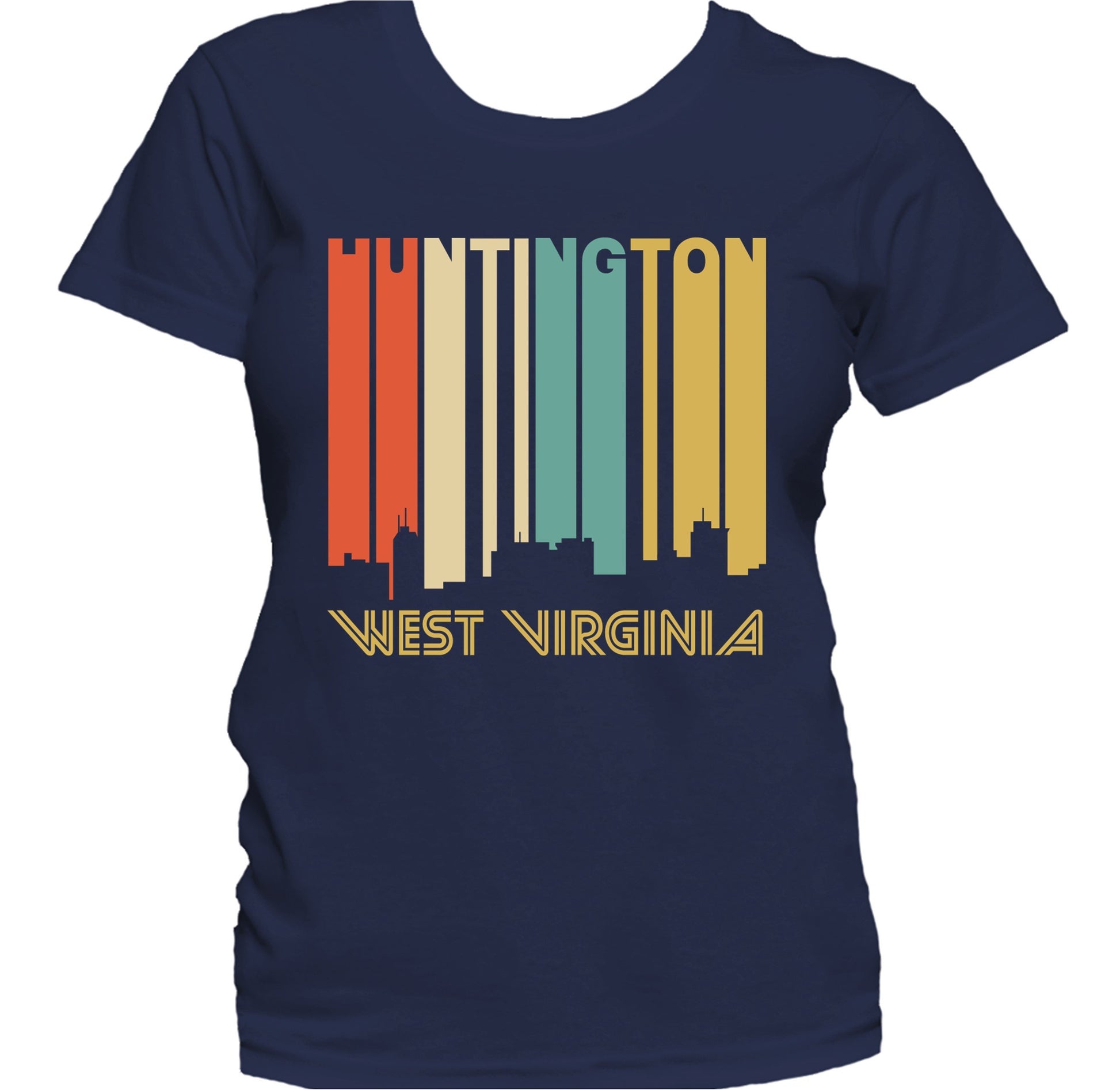 Retro 1970's Style Huntington West Virginia Skyline Women's T-Shirt