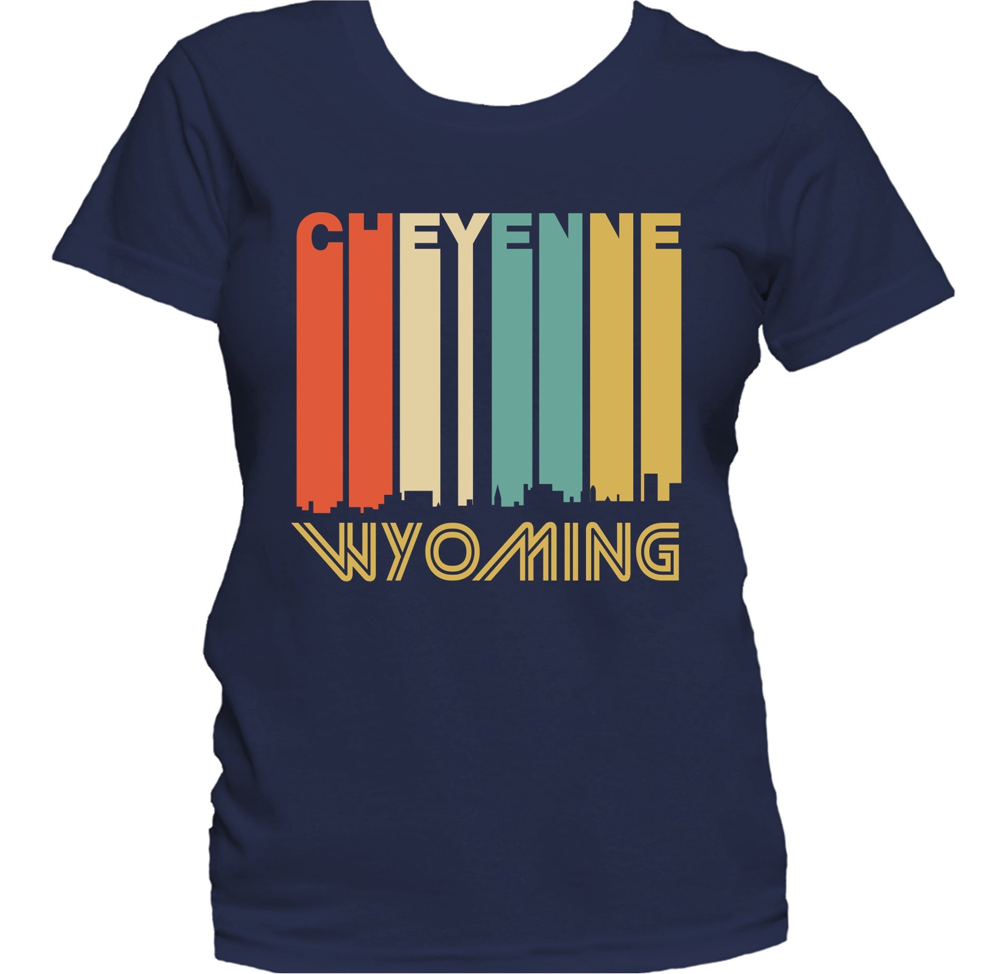 Retro 1970's Style Cheyenne Wyoming Skyline Women's T-Shirt