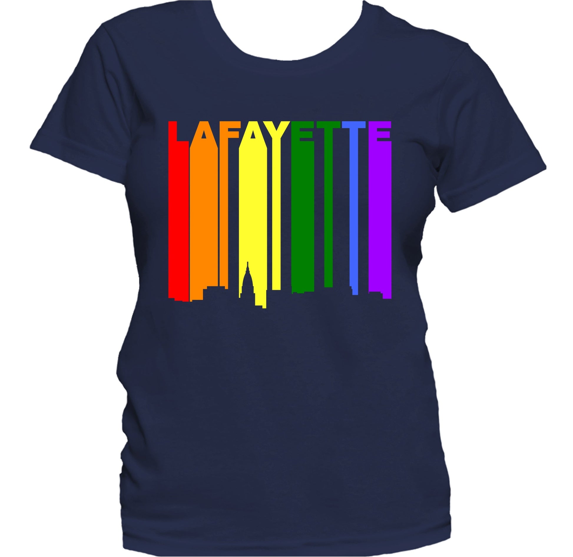 Lafayette Indiana LGBTQ Gay Pride Rainbow Skyline Women's T-Shirt