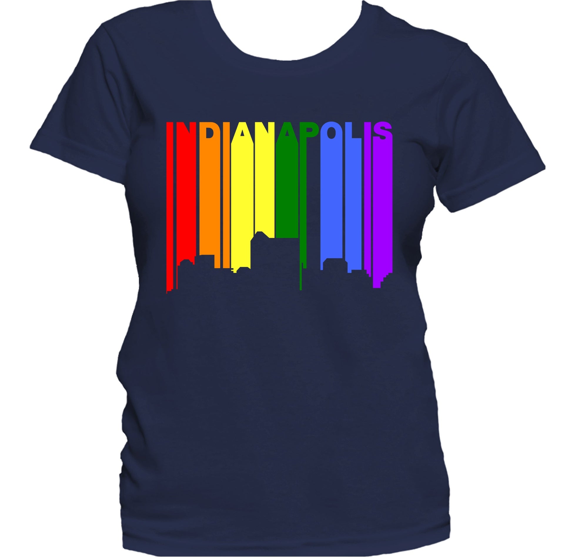 Indianapolis Indiana LGBTQ Gay Pride Rainbow Skyline Women's T-Shirt