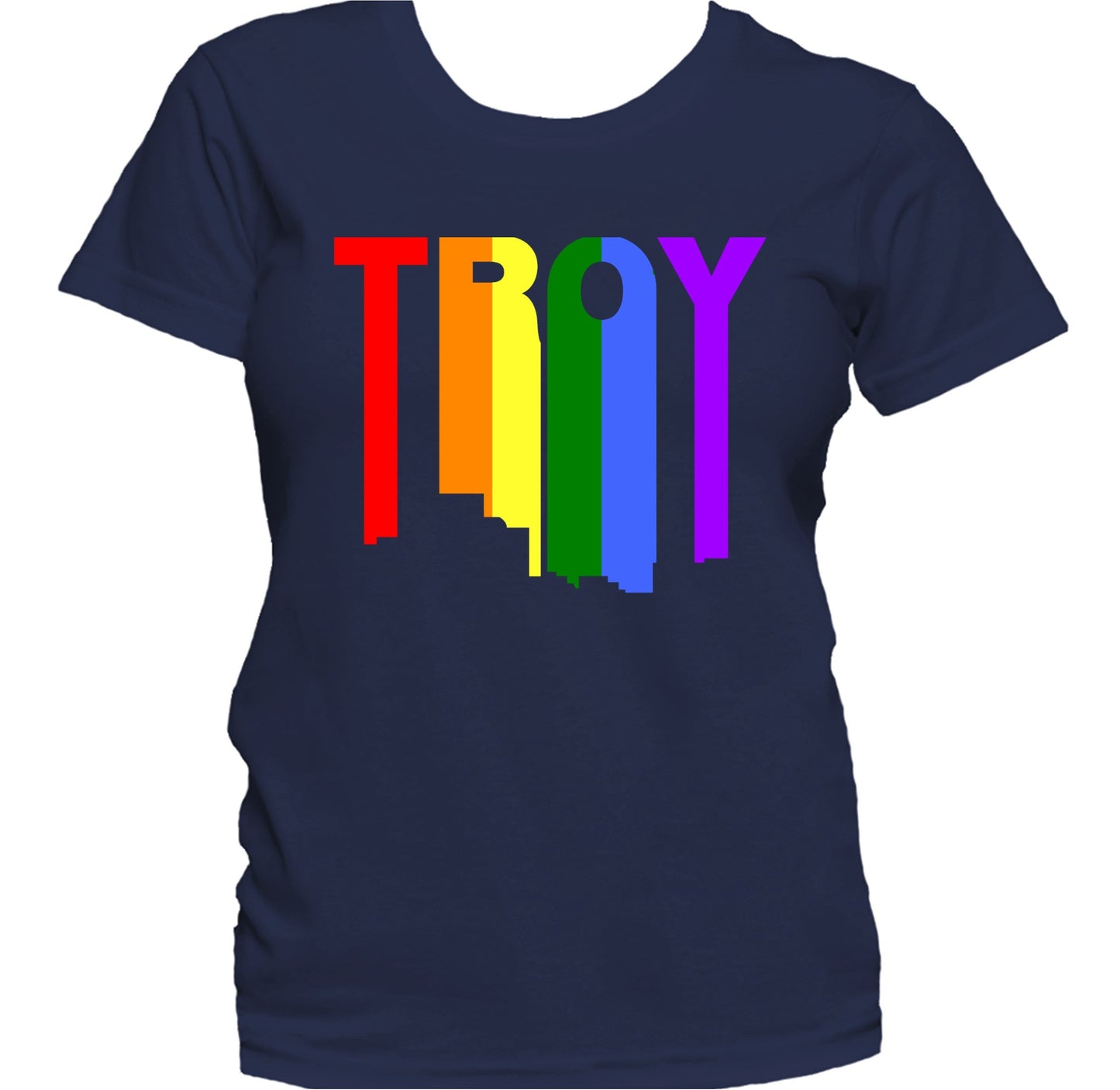 Troy Michigan LGBTQ Gay Pride Rainbow Skyline Women's T-Shirt