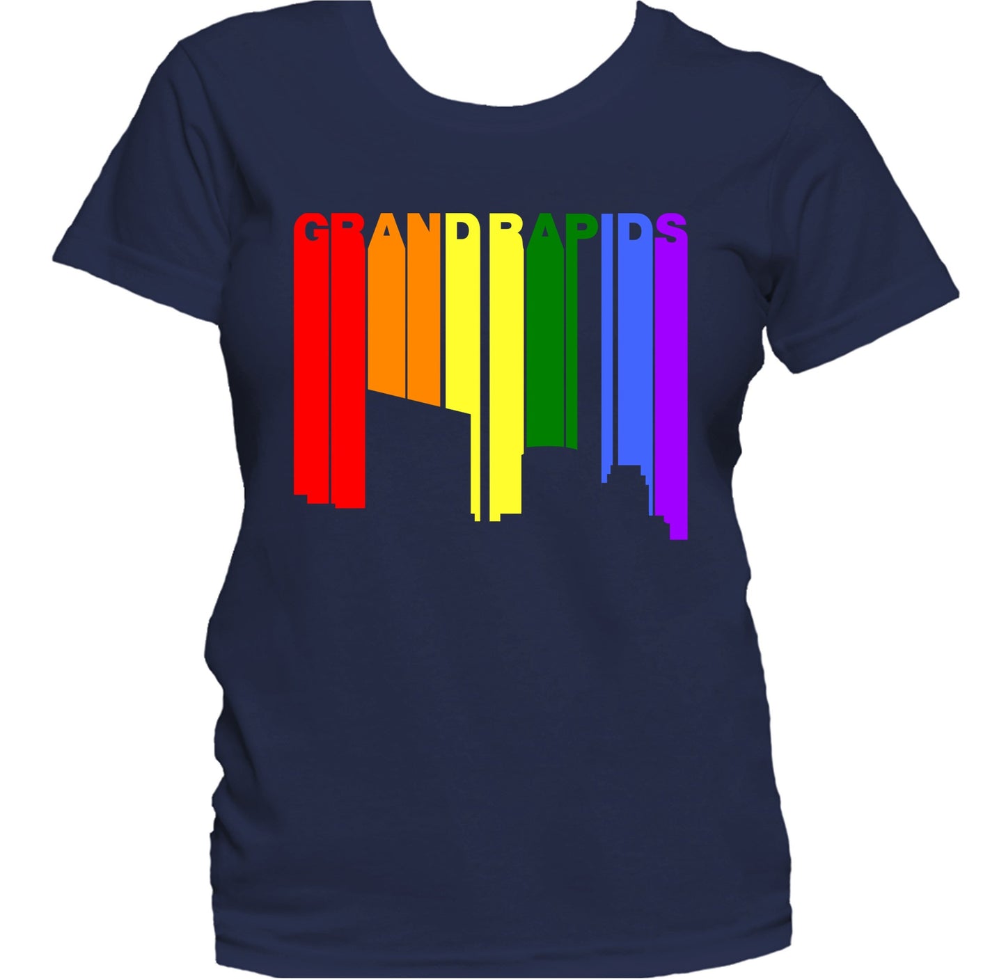 Grand Rapids Michigan LGBTQ Gay Pride Rainbow Skyline Women's T-Shirt