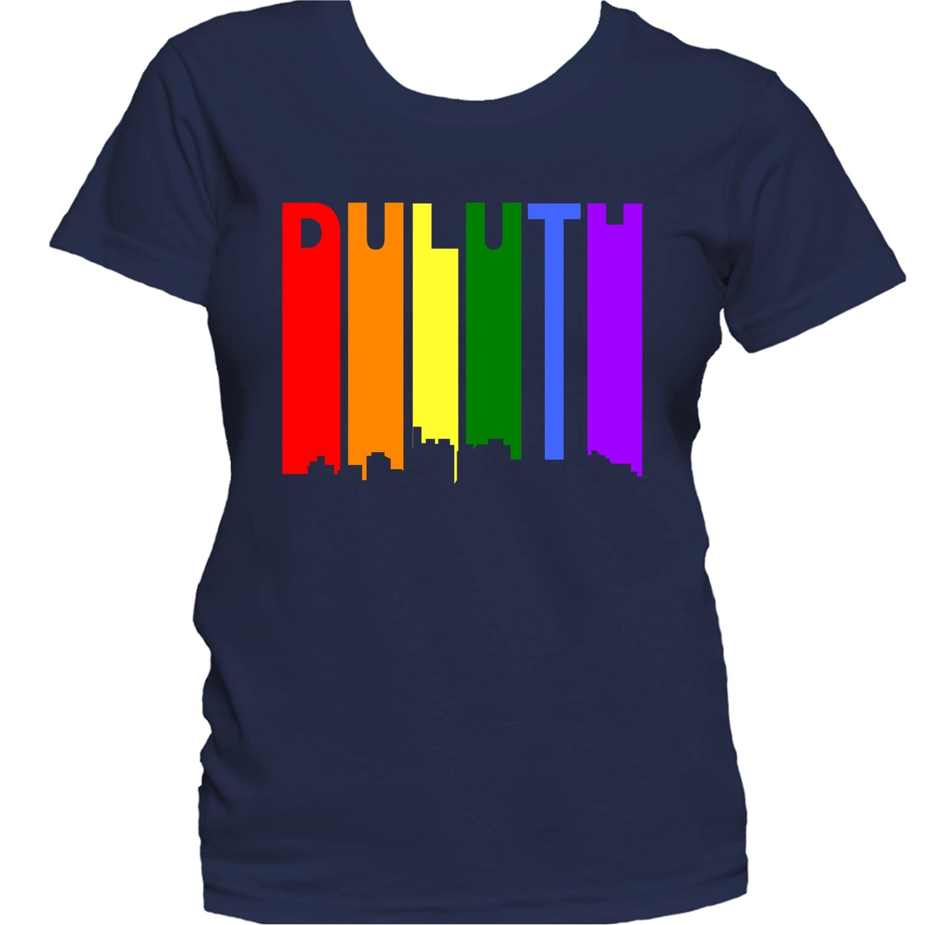 Duluth Minnesota LGBTQ Gay Pride Rainbow Skyline Women's T-Shirt