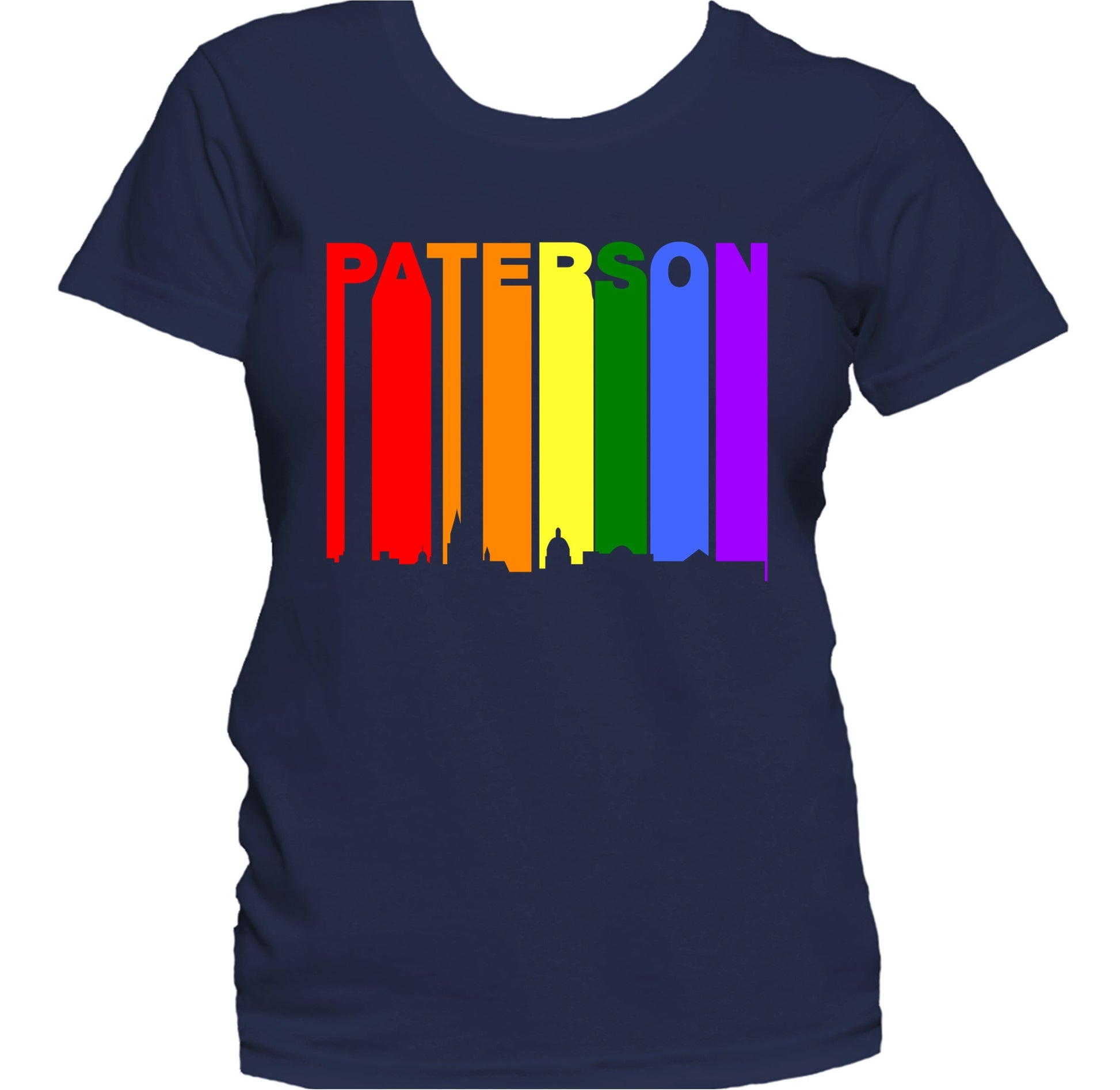 Paterson New Jersey LGBTQ Gay Pride Rainbow Skyline Women's T-Shirt