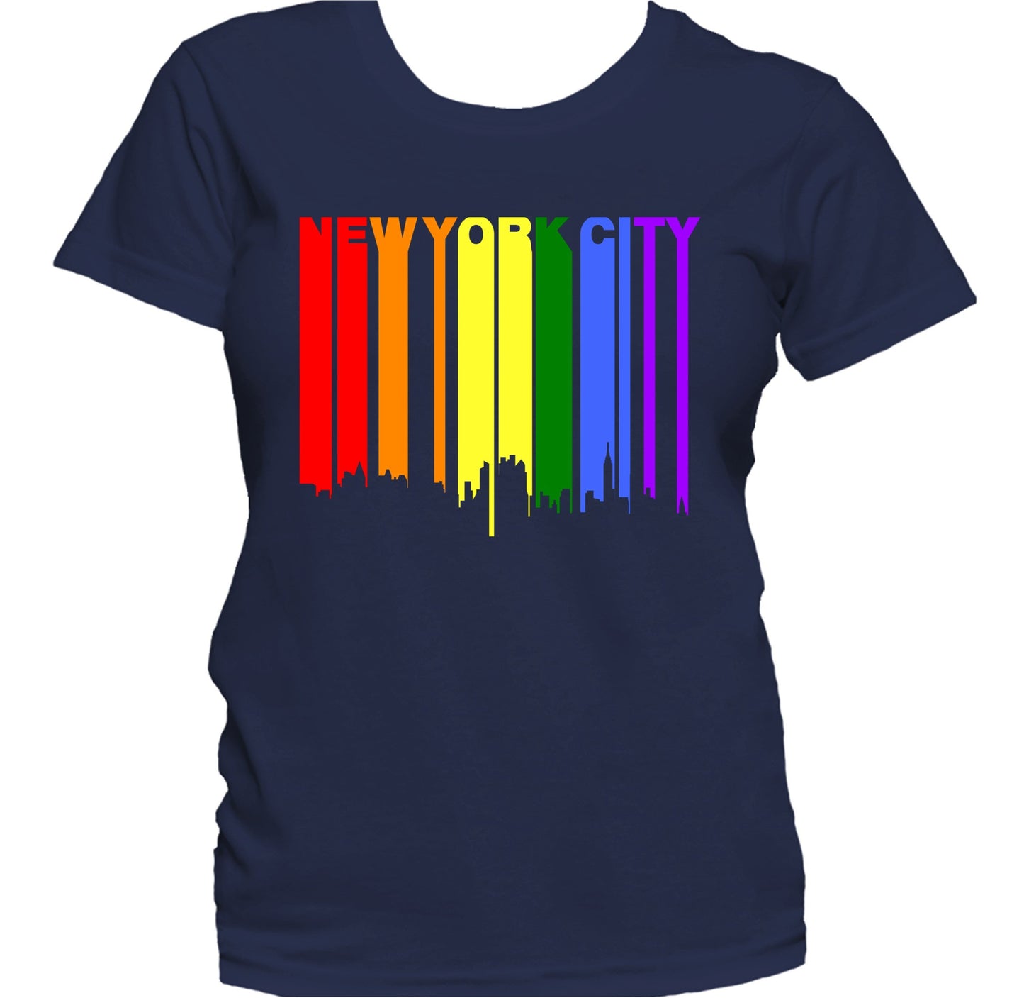 New York City LGBTQ Gay Pride Rainbow Skyline Women's T-Shirt