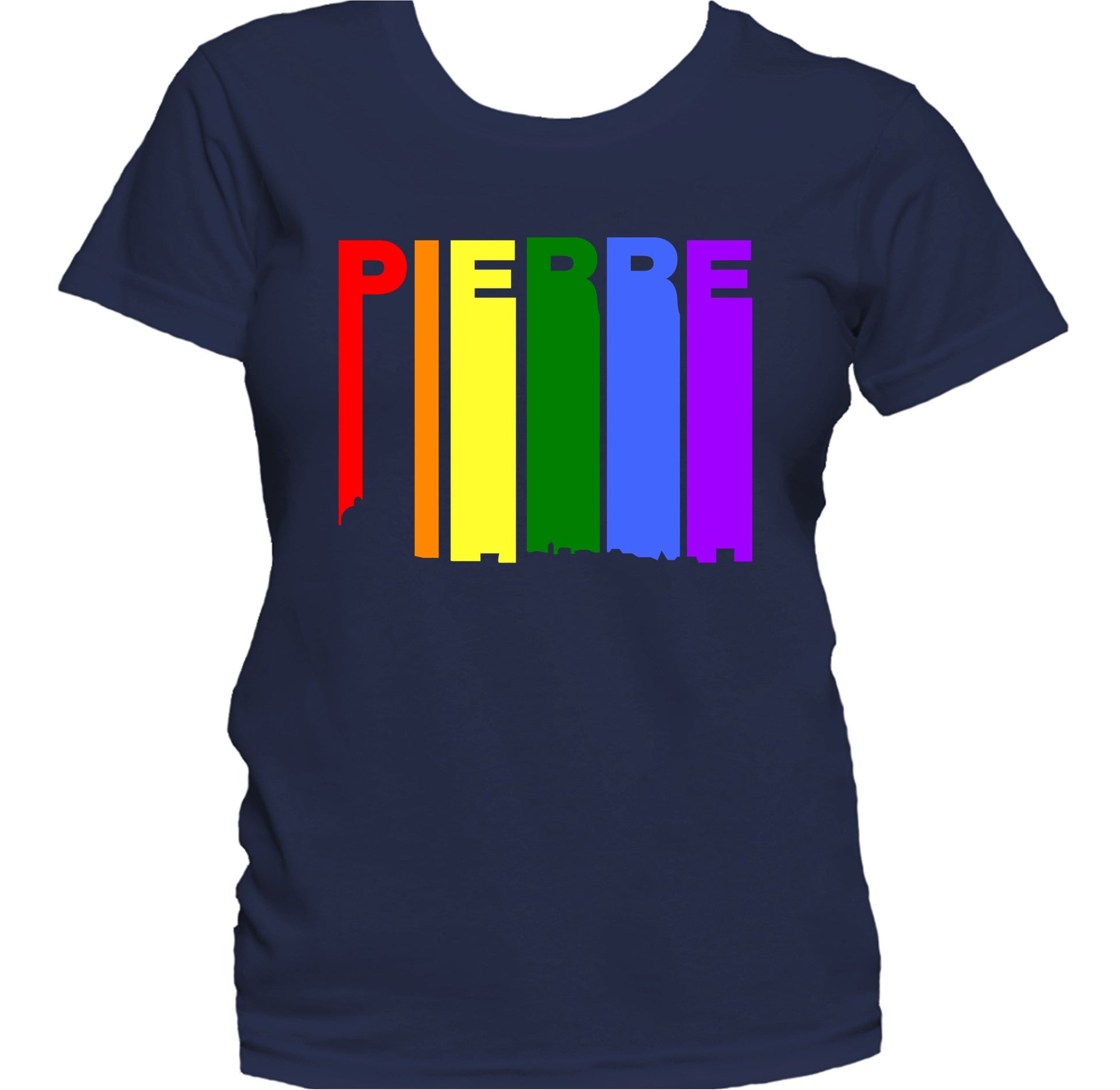 Pierre South Dakota LGBTQ Gay Pride Rainbow Skyline Women's T-Shirt