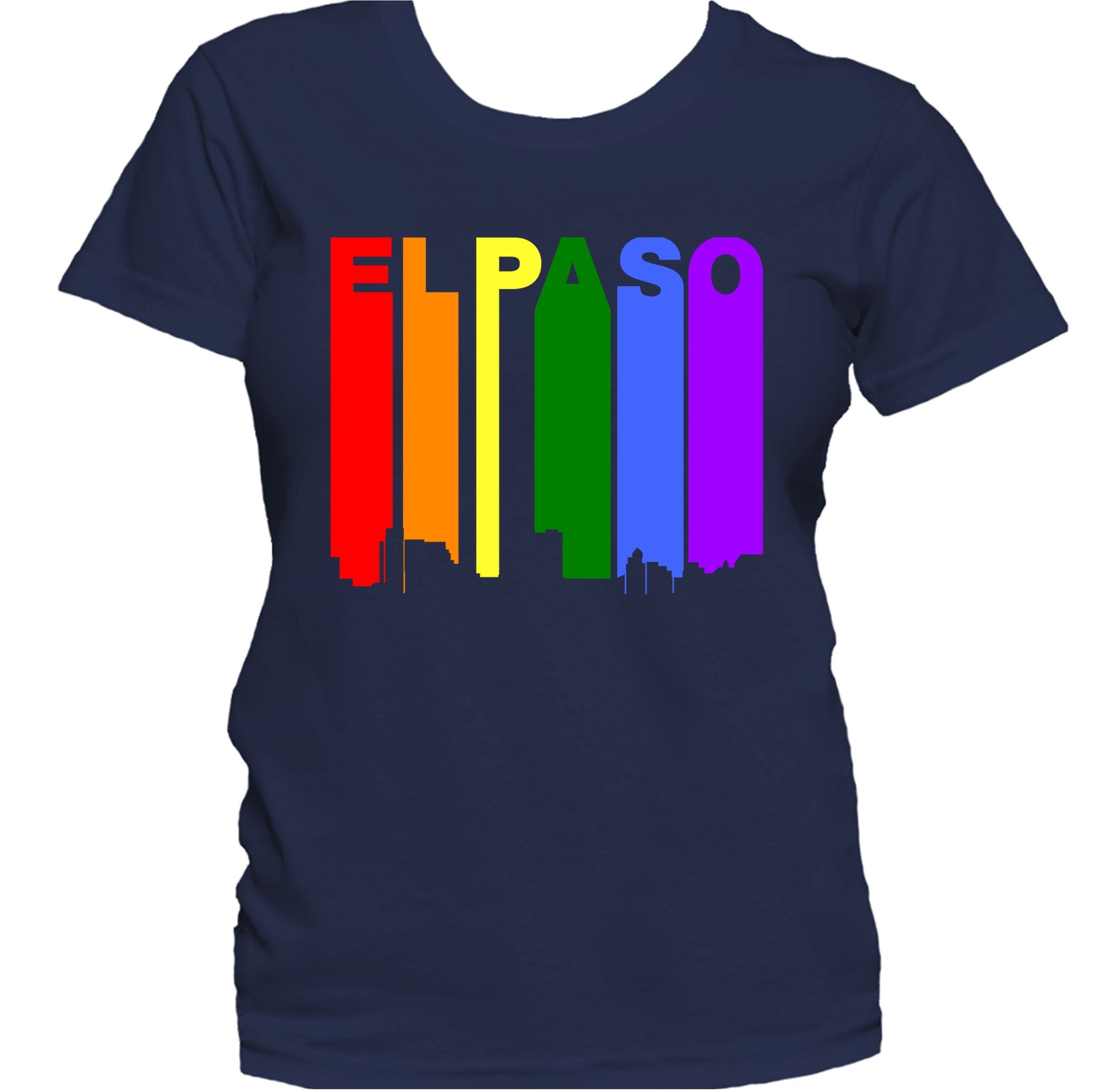 El Paso Texas LGBTQ Gay Pride Rainbow Skyline Women's T-Shirt