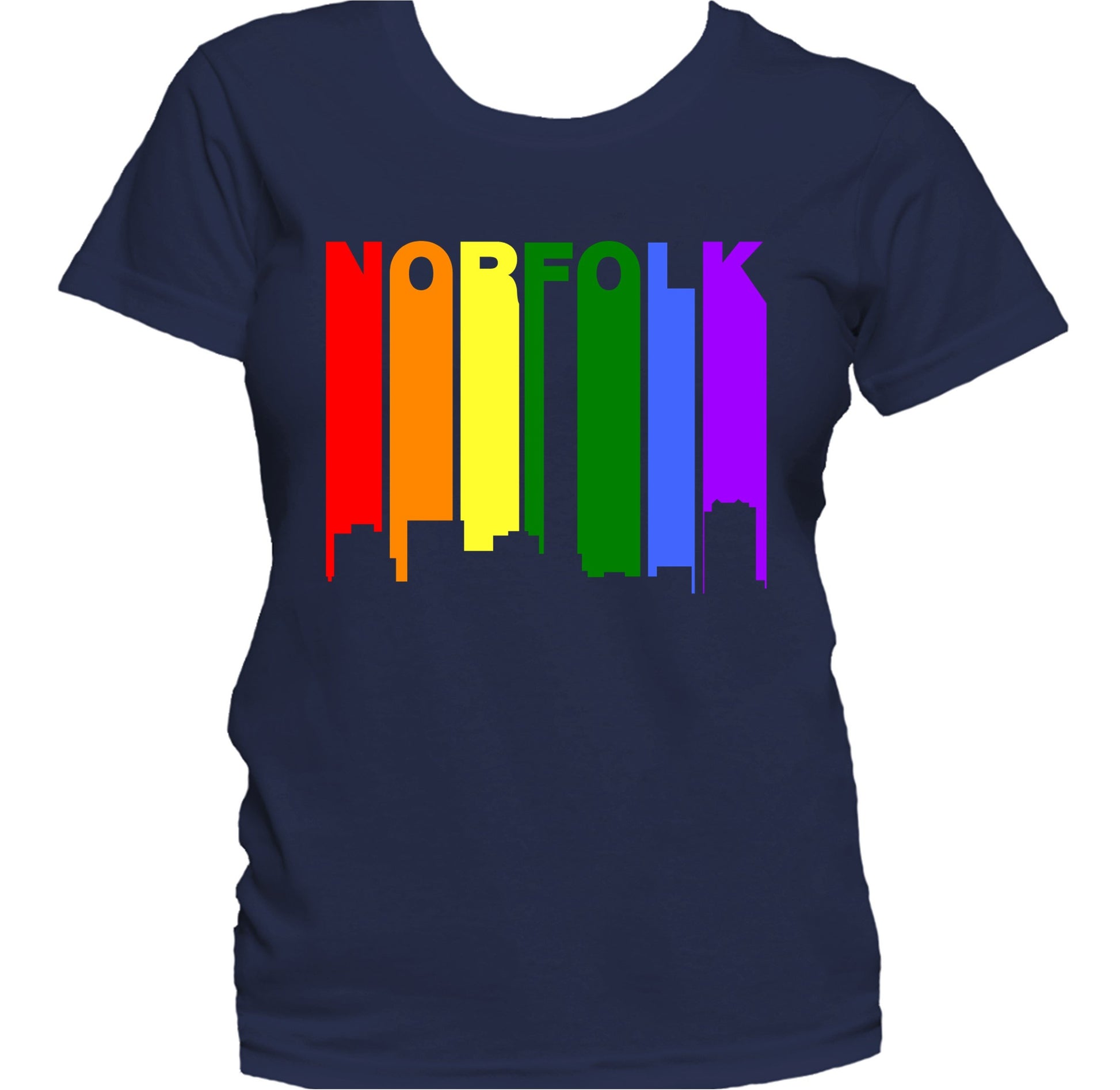 Norfolk Virginia LGBTQ Gay Pride Rainbow Skyline Women's T-Shirt