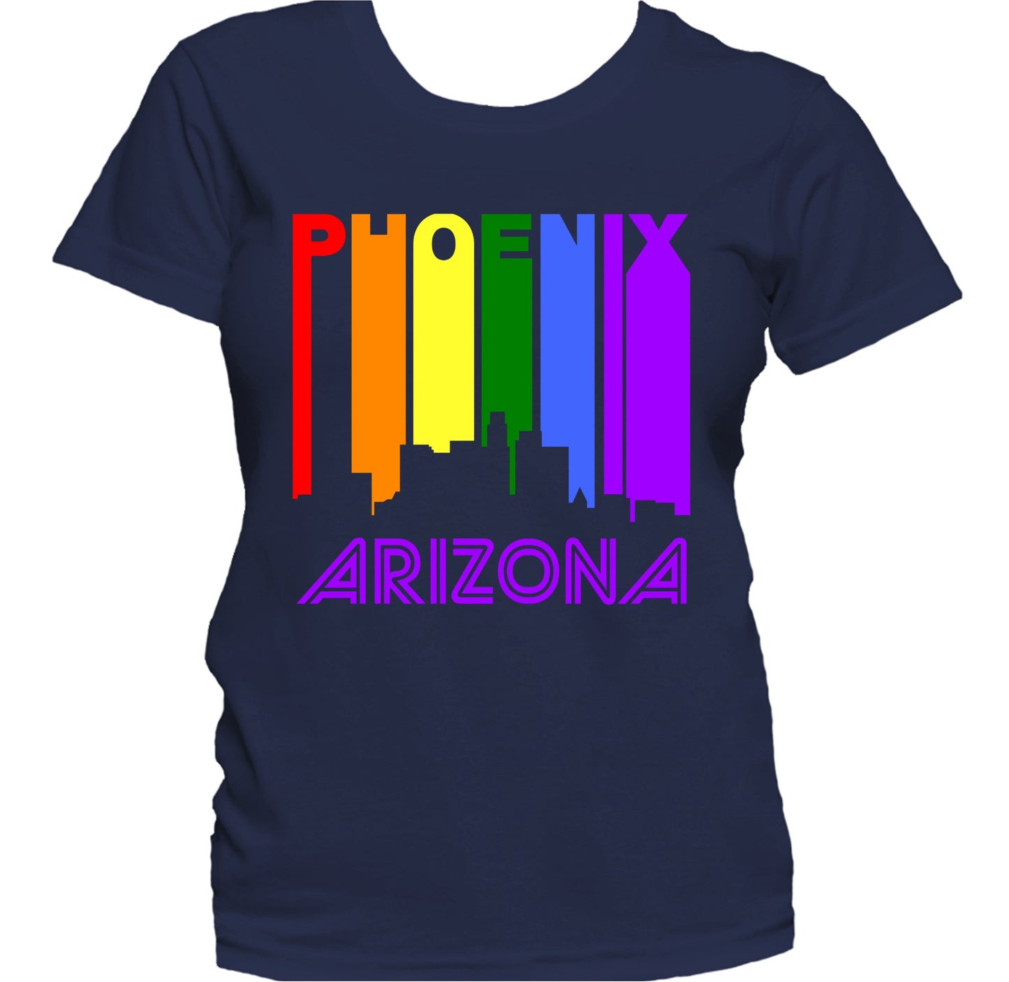 Phoenix Arizona LGBTQ Gay Pride Rainbow Skyline Women's T-Shirt