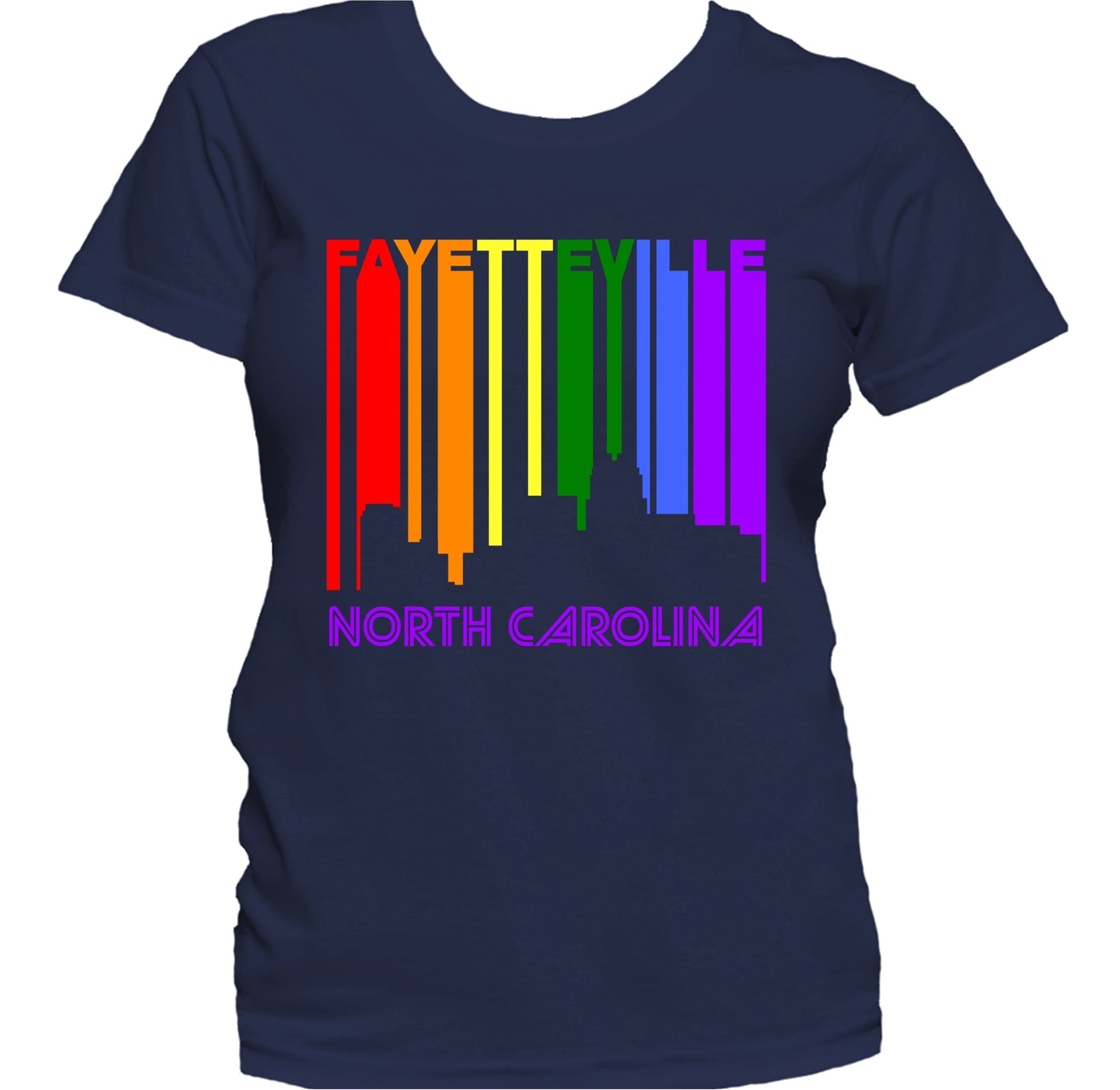 Fayetteville North Carolina LGBTQ Gay Pride Skyline Women's T-Shirt