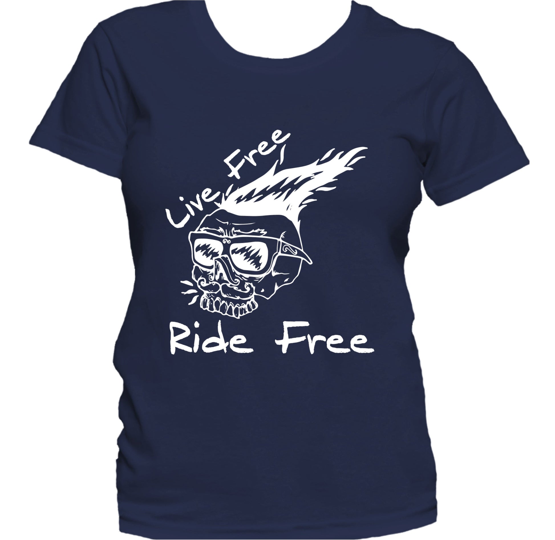 Live Free Ride Free Vintage Motorcycle Biker Skull Women's T-Shirt