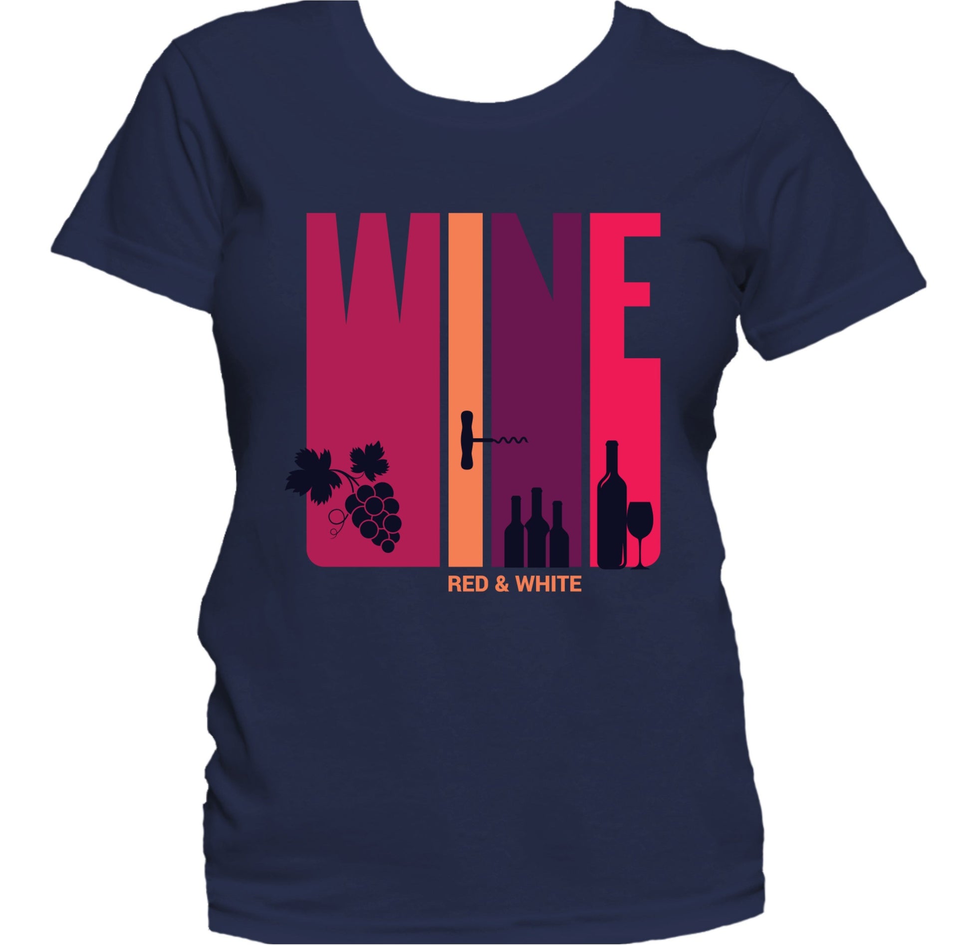 Vintage Retro Wine Red And White 1970's Style Women's T-Shirt 