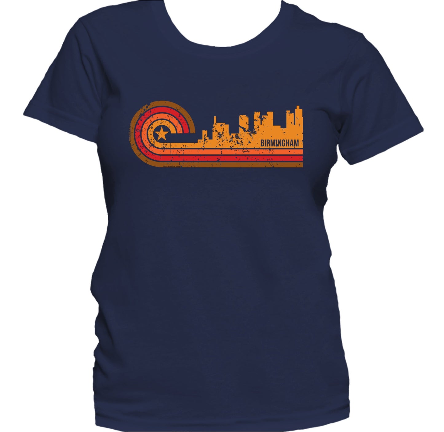Retro Style Birmingham Alabama Skyline Distressed Women's T-Shirt