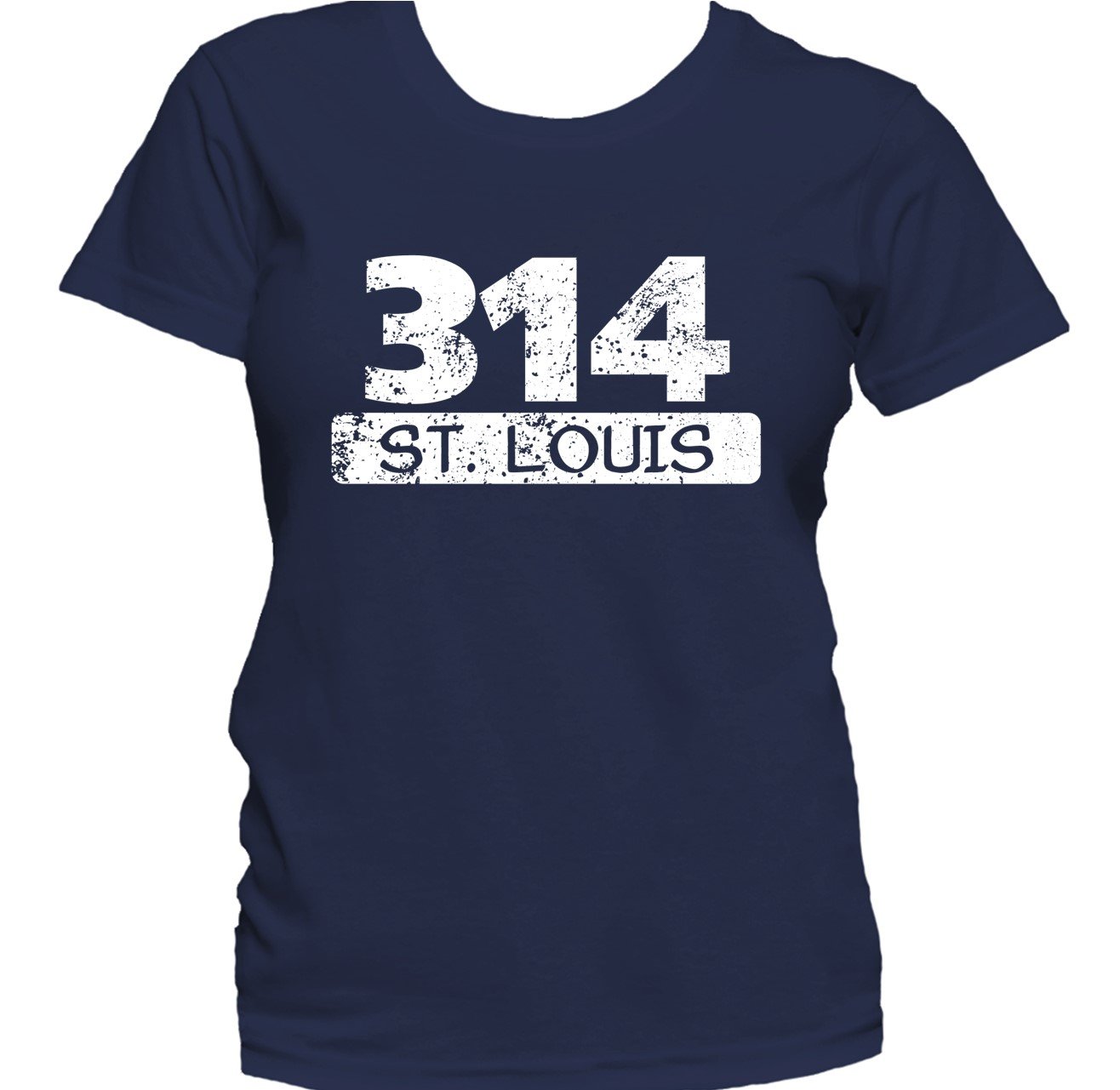 Really Awesome Shirts Retro Style 314 St. Louis Missouri Area Code Distressed Women's T-Shirt Women's Large / Navy
