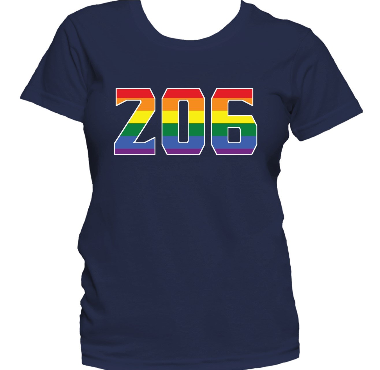 206 Area Code Seattle WA Gay Pride LGBT Rainbow Women's T-Shirt
