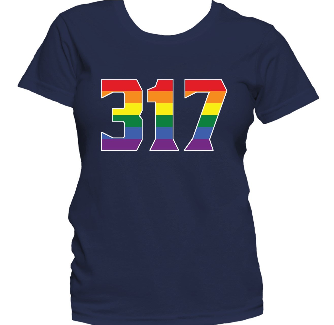 317 Area Code Indianapolis IN Gay Pride LGBT Rainbow Women's T-Shirt