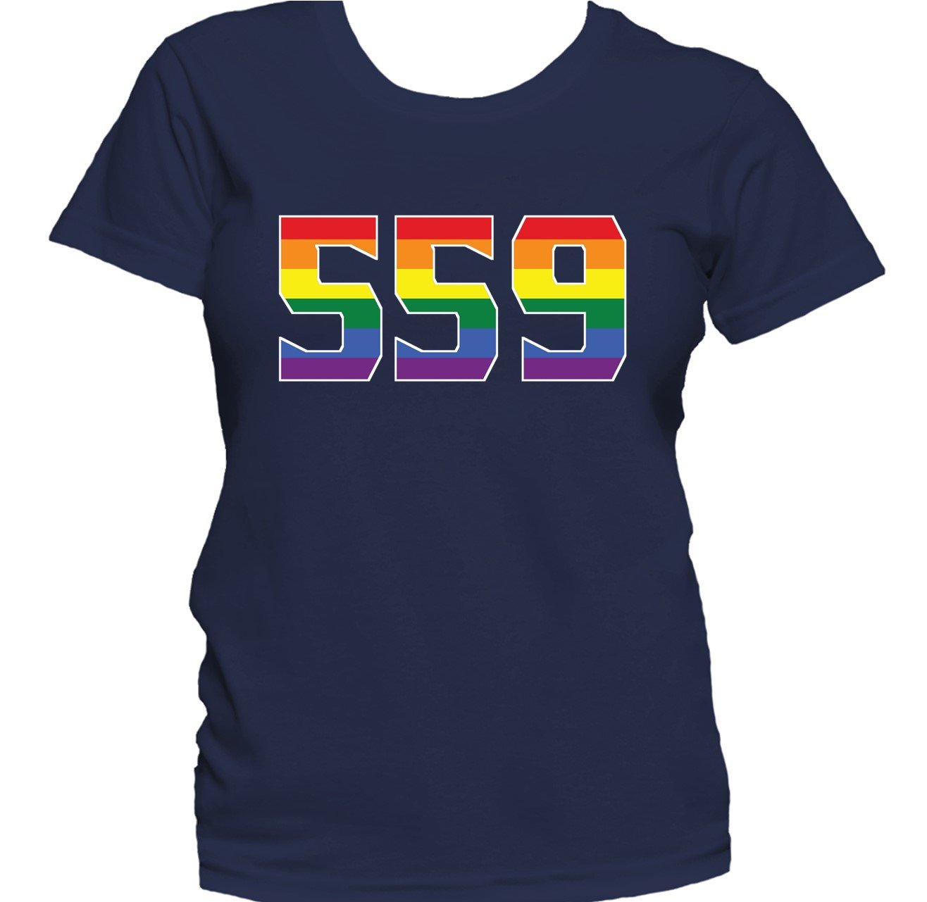 559 Area Code Fresno CA Gay Pride LGBT Rainbow Women's T-Shirt
