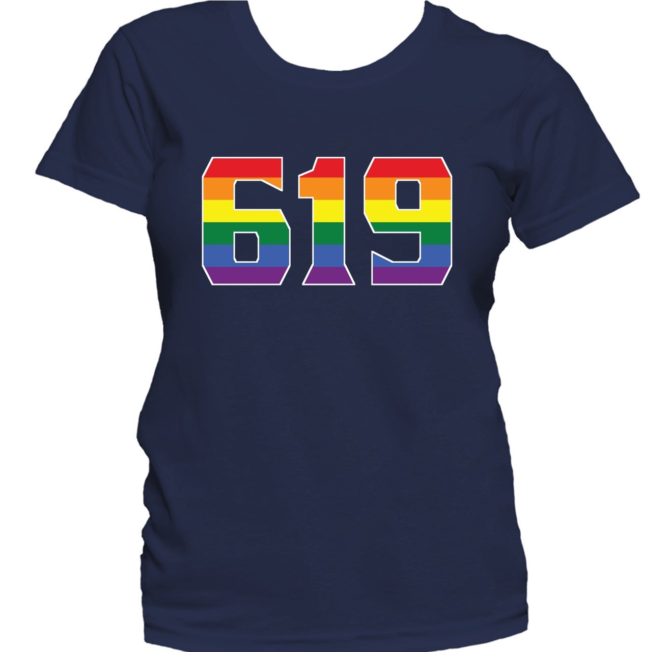 619 Area Code San Diego CA Gay Pride LGBT Rainbow Women's T-Shirt