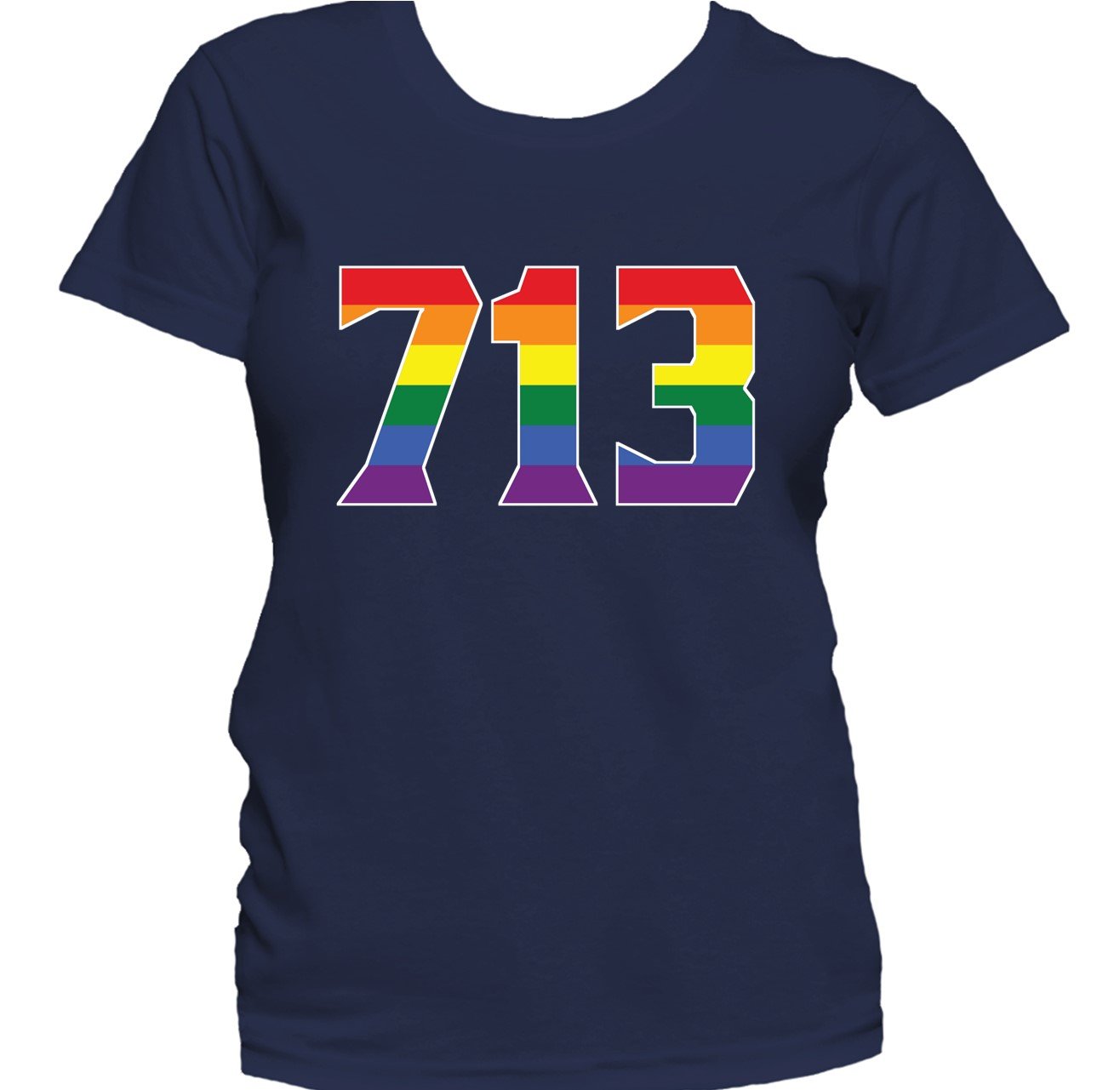 713 Area Code Houston TX Gay Pride LGBT Rainbow Women's T-Shirt