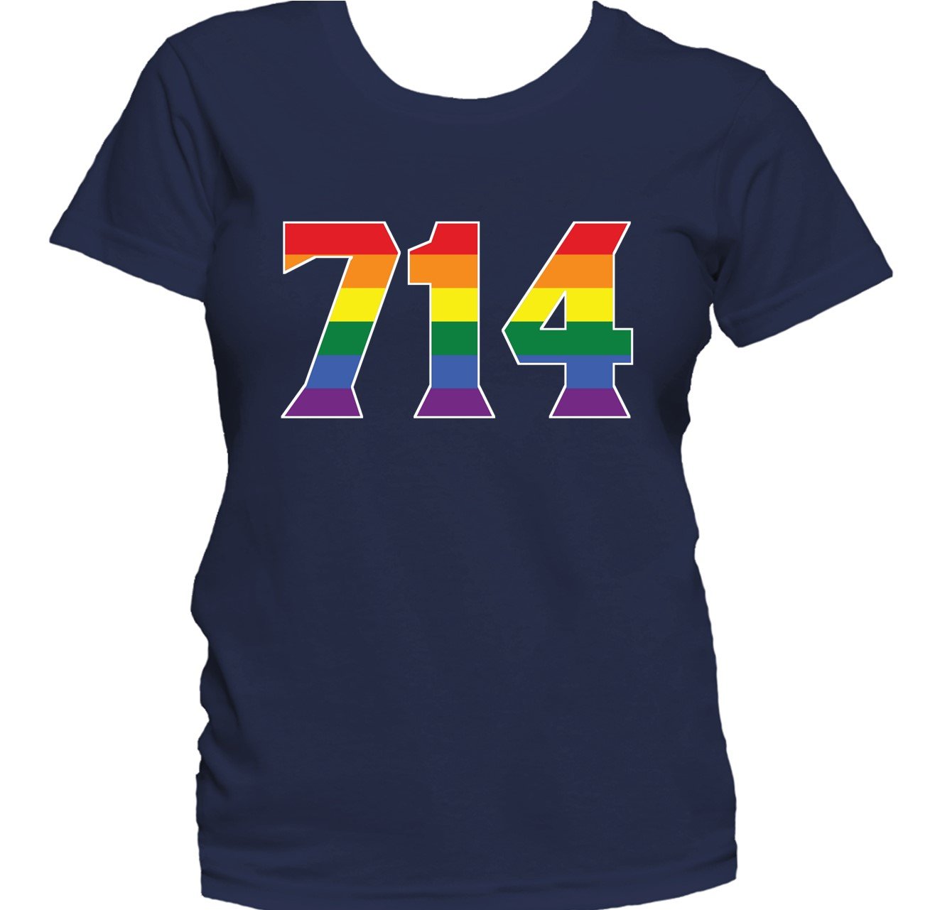 714 Area Code Anaheim CA Gay Pride LGBT Rainbow Women's T-Shirt