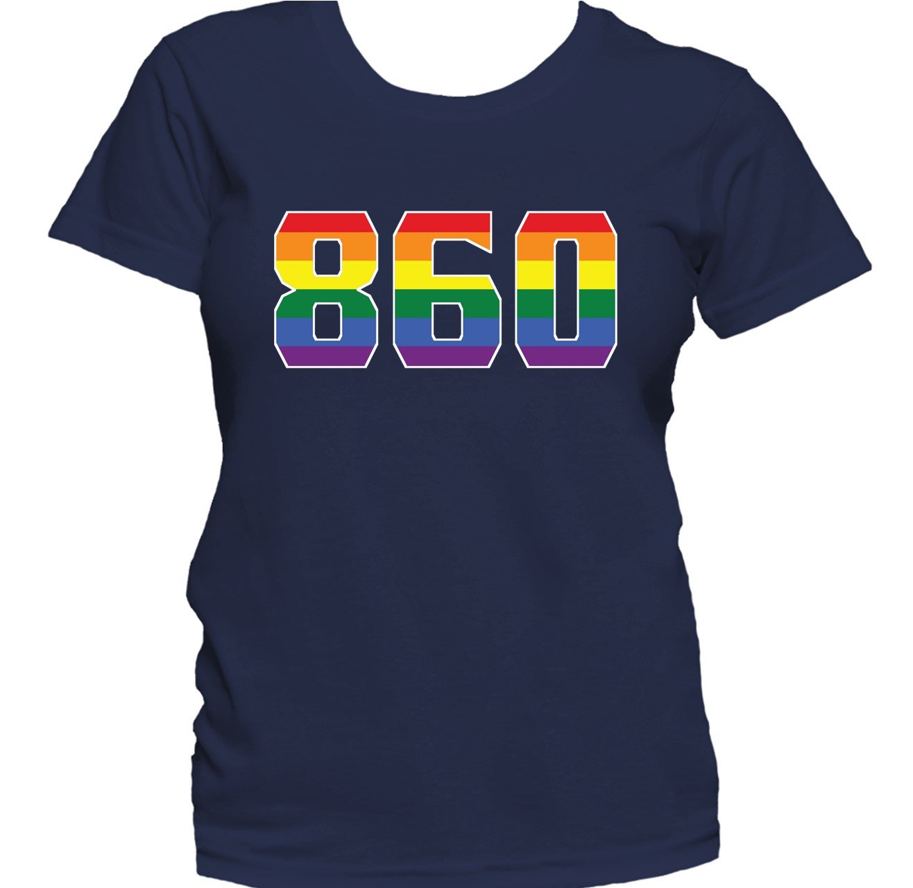 860 Area Code Hartford CT Gay Pride LGBT Rainbow Women's T-Shirt