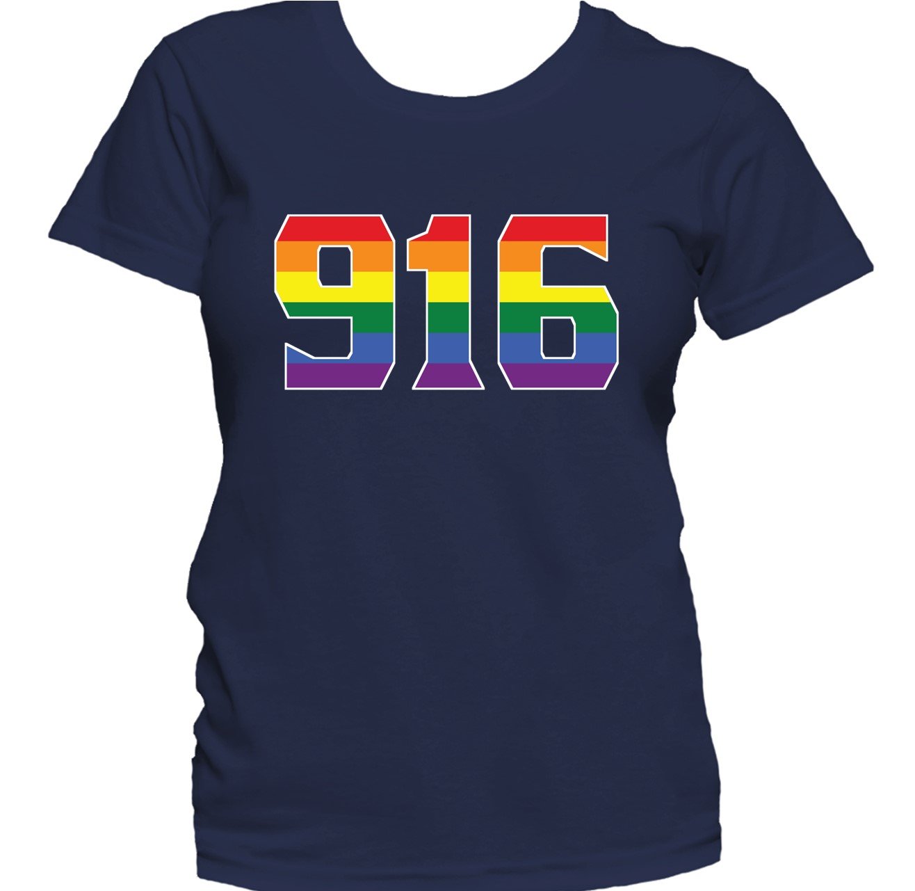 916 Area Code Sacramento CA Gay Pride LGBT Rainbow Women's T-Shirt