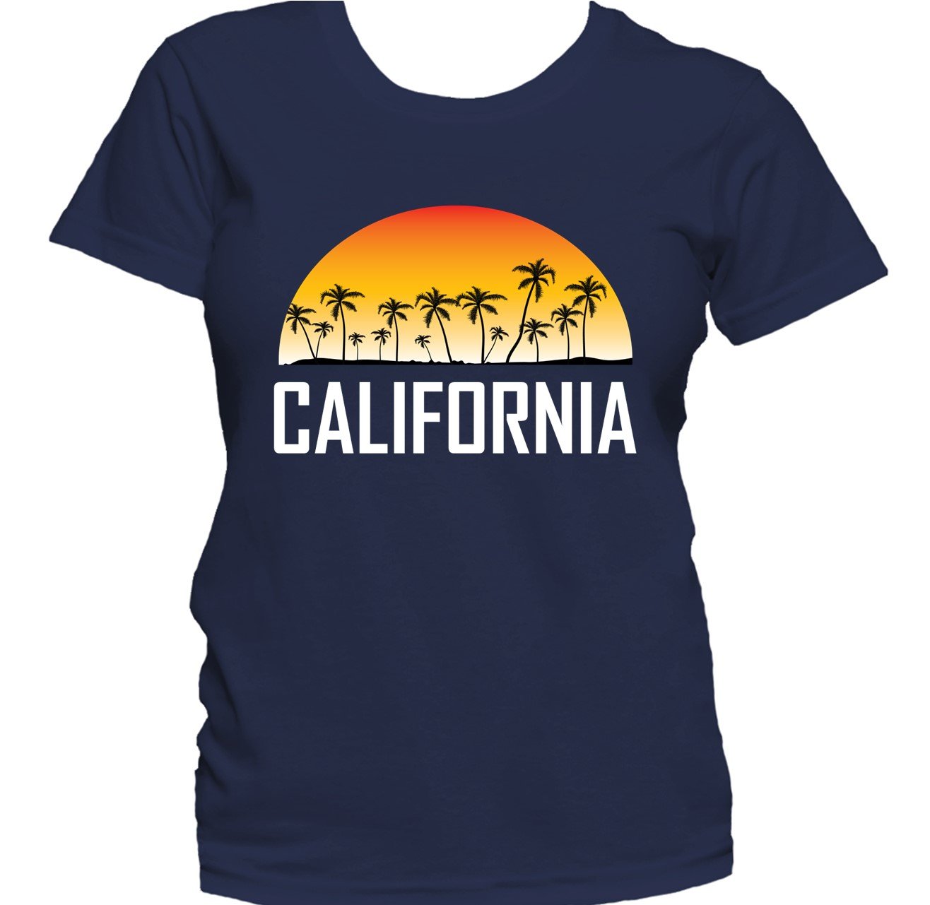 California Sunset And Palm Trees Beach Vacation Women's T-Shirt