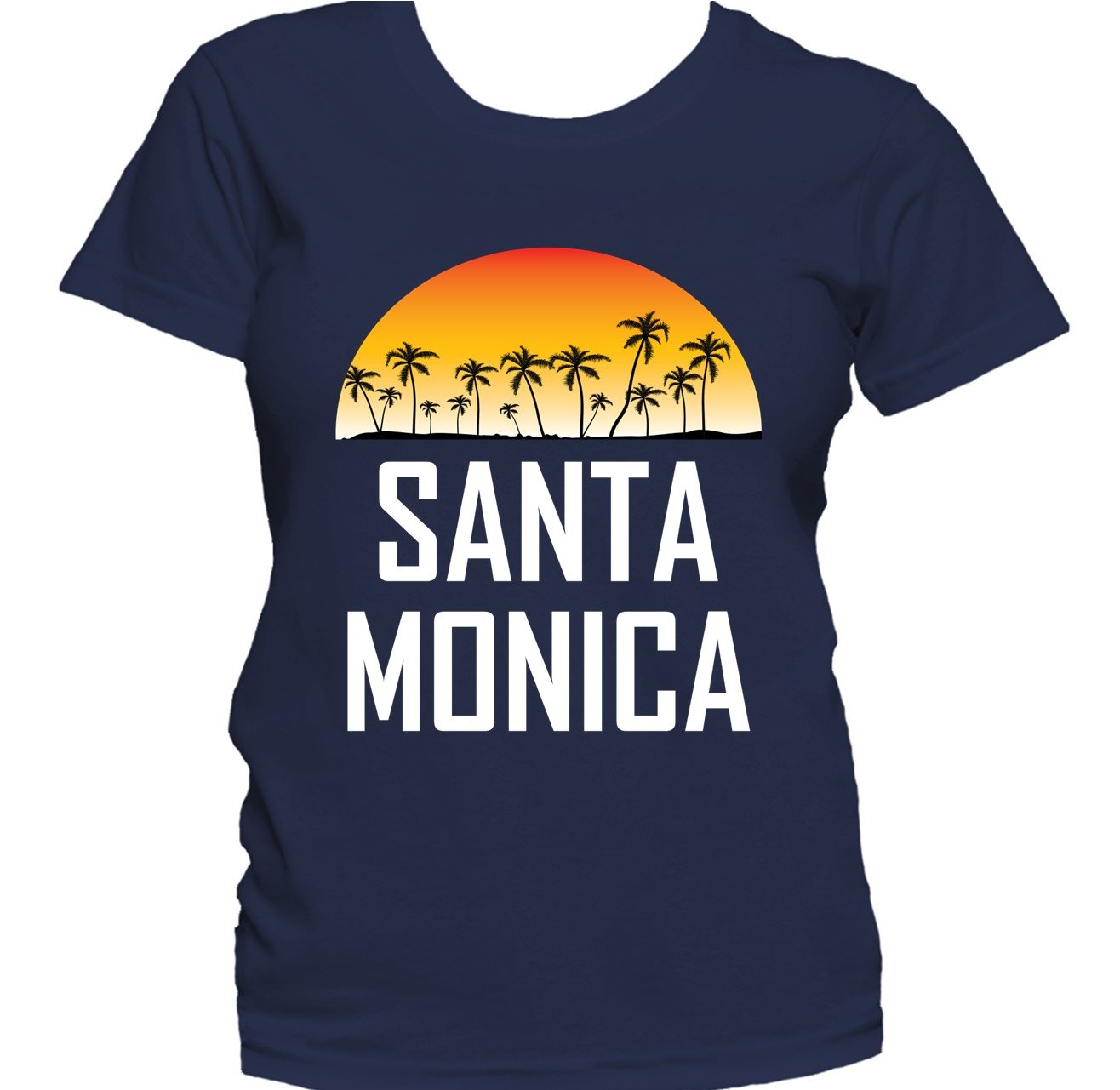 Santa Monica Sunset And Palm Trees Beach Vacation Women's T-Shirt