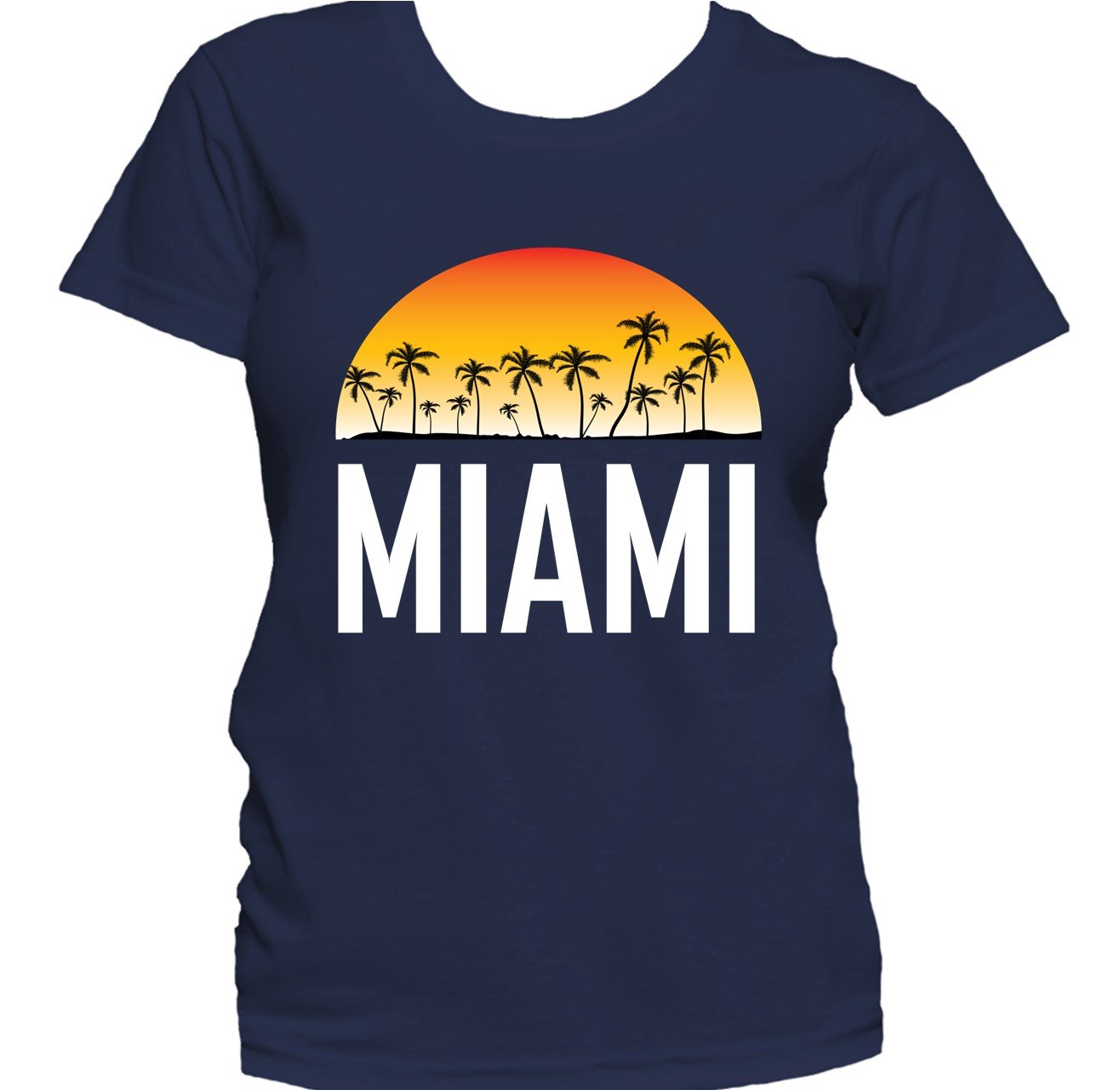 Miami Florida Sunset And Palm Trees Beach Vacation Women's T-Shirt