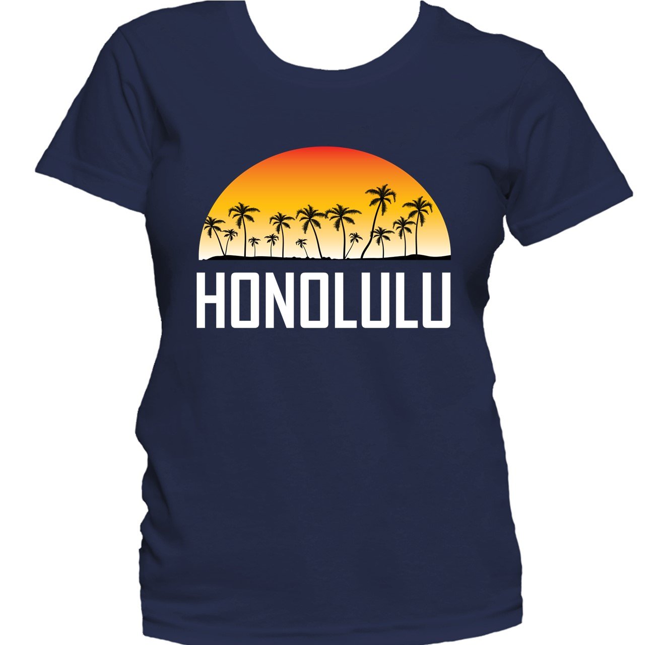 Honolulu Hawaii Sunset And Palm Trees Beach Vacation Women's T-Shirt
