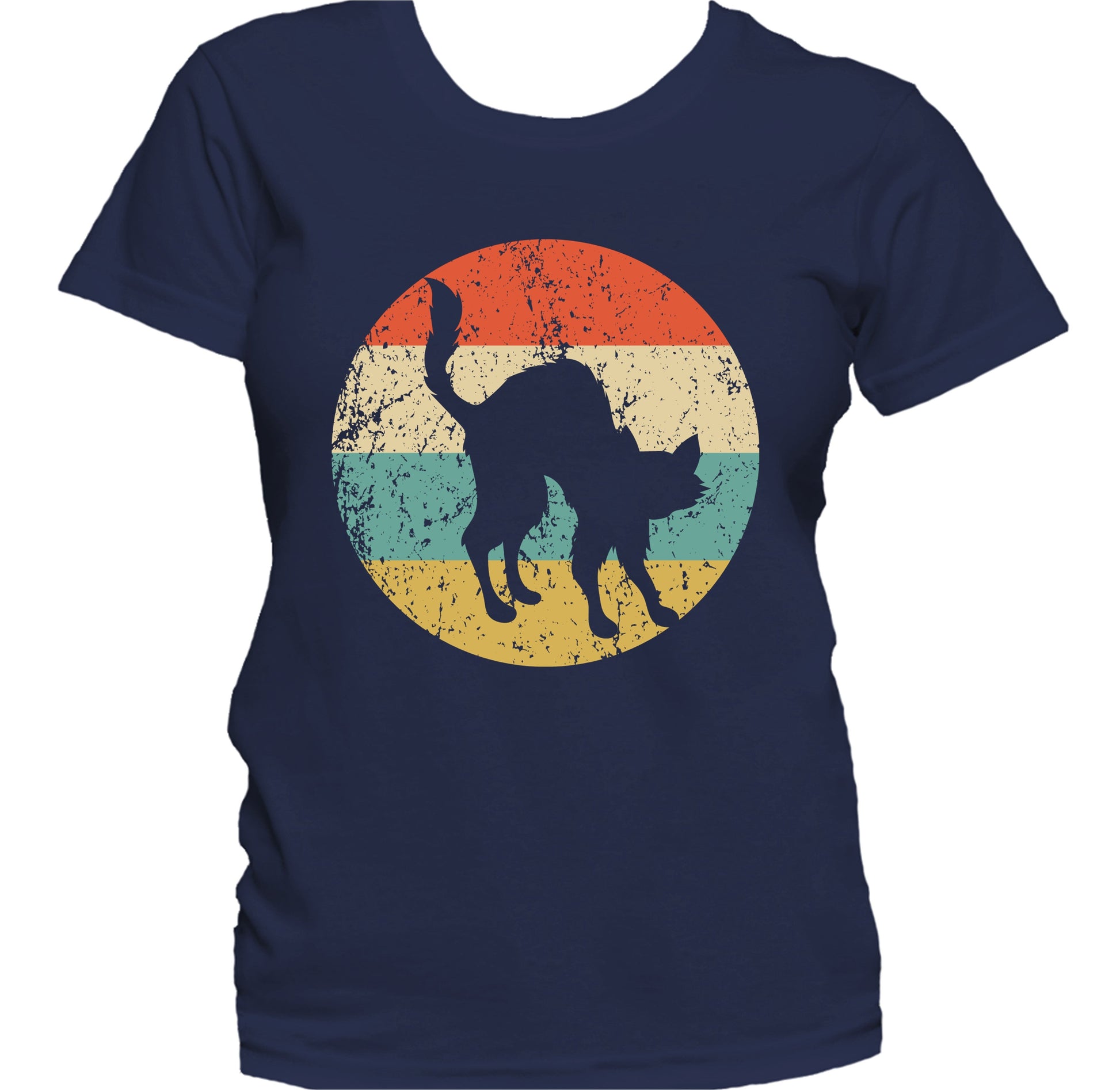 Retro Spooky Scary Halloween Cat Silhouette Creepy Women's T-Shirt