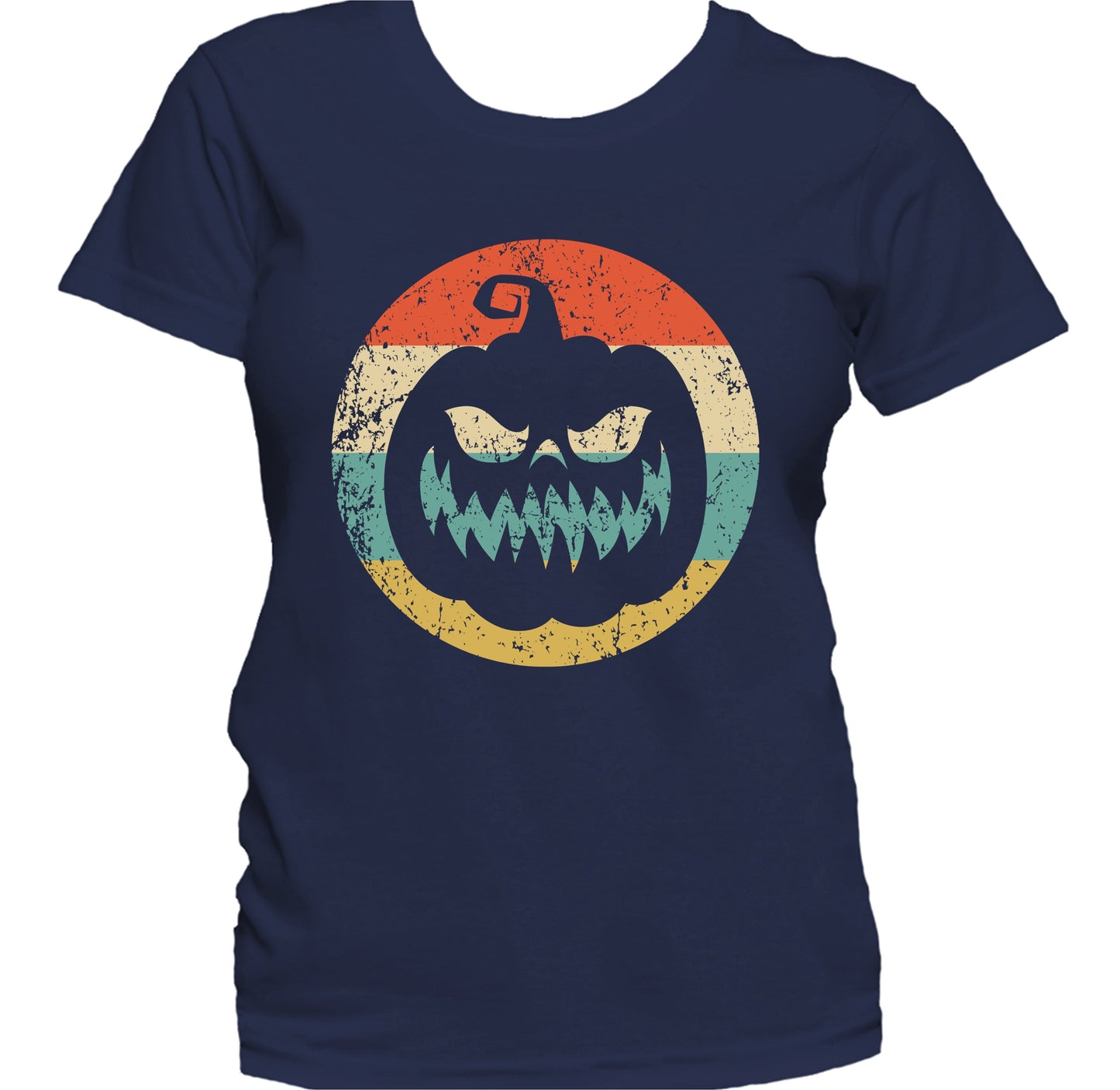 Retro Halloween Scary Jackolantern Pumpkin Silhouette Spooky Women's T-Shirt
