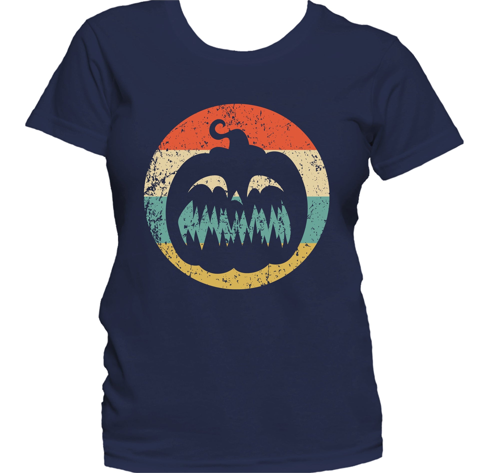 Halloween Jackolantern Pumpkin Silhouette Spooky Scary Retro Women's T-Shirt