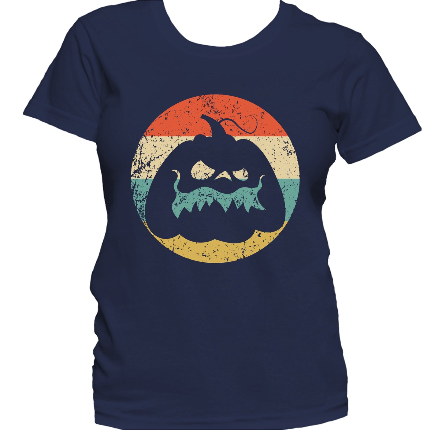 Retro Spooky Scary Jack-o-lantern Pumpkin Creepy Halloween Women's T-Shirt