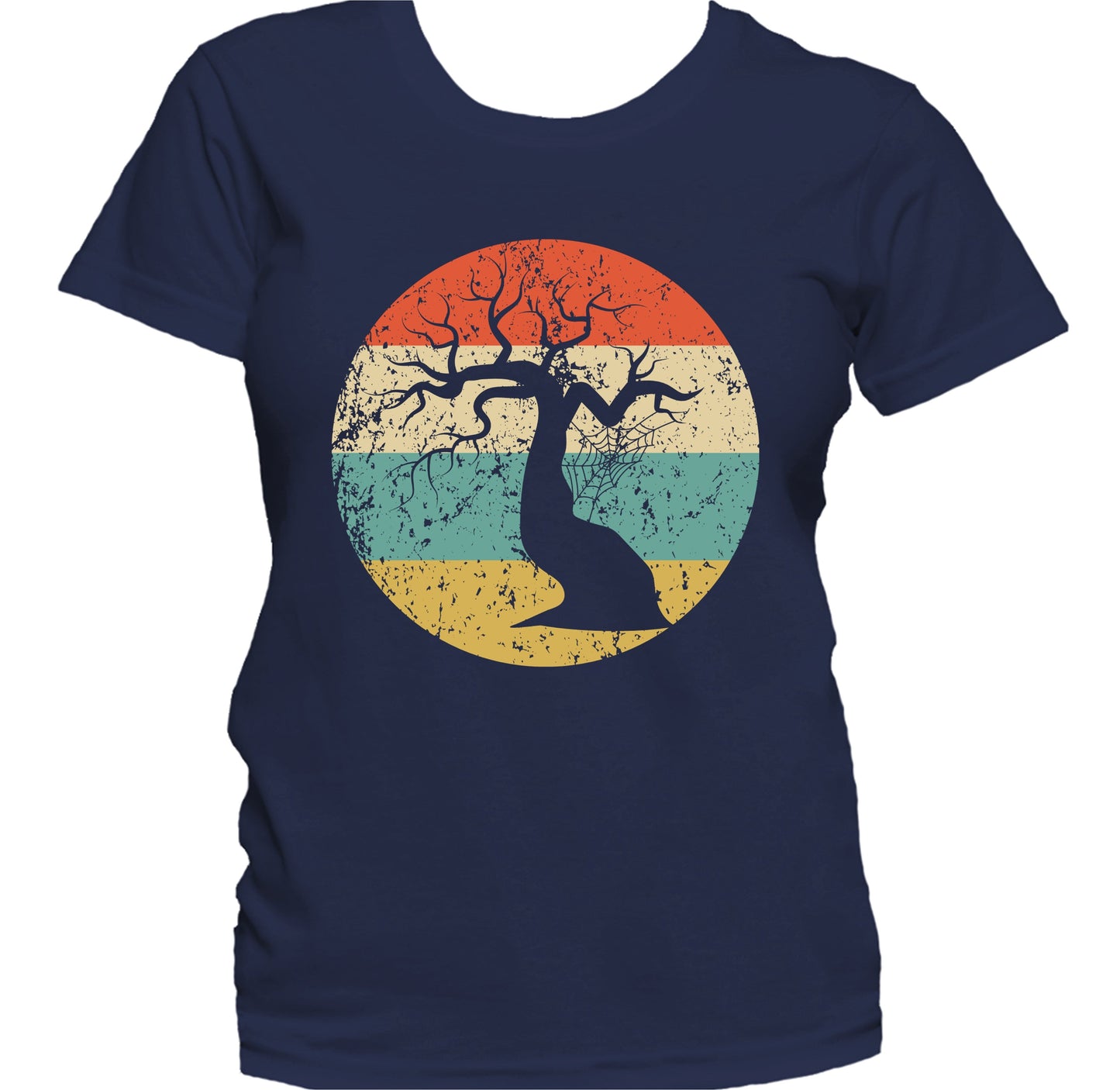 Retro Halloween Scary Haunted Tree Silhouette Creepy Spooky Women's T-Shirt