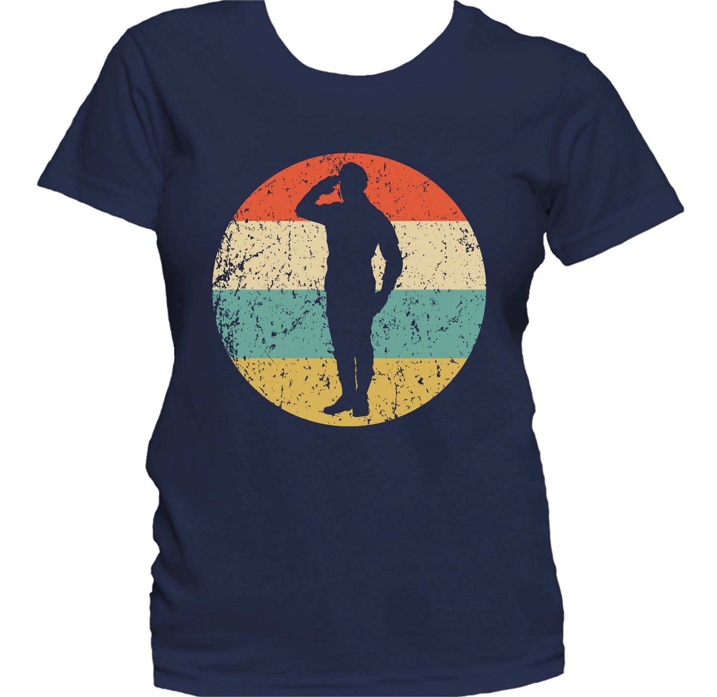 Military Man Salute Silhouette Retro Soldier Women's T-Shirt
