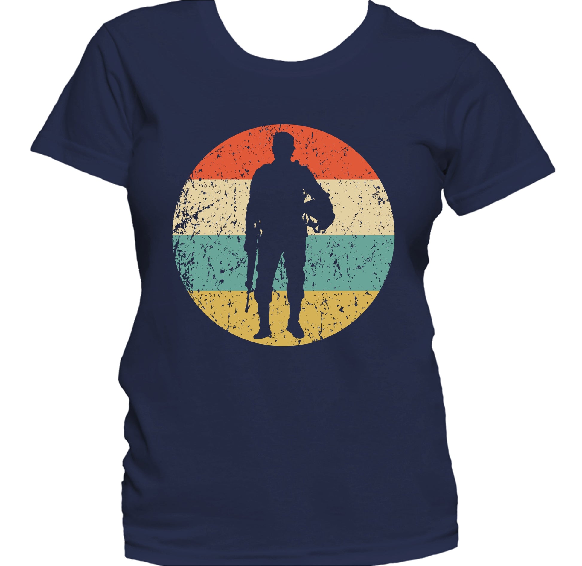 Standing Soldier Silhouette Retro Military Women's T-Shirt