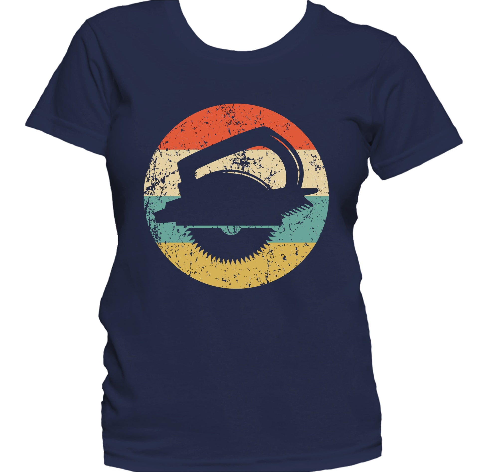 Carpentry Circular Saw Silhouette Retro Carpenter Women's T-Shirt