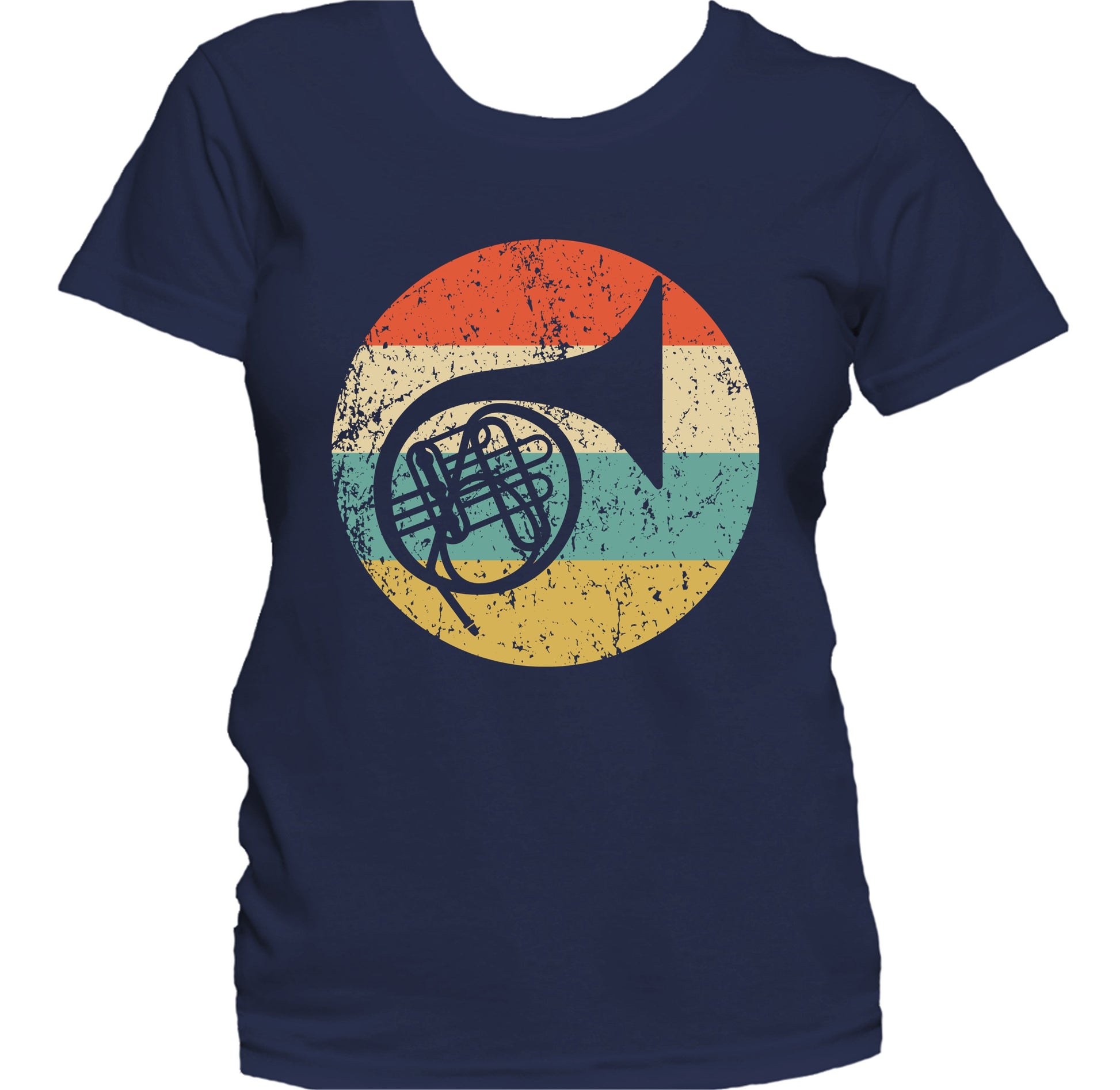 French Horn Retro Music Musician Musical Instrument Women's T-Shirt