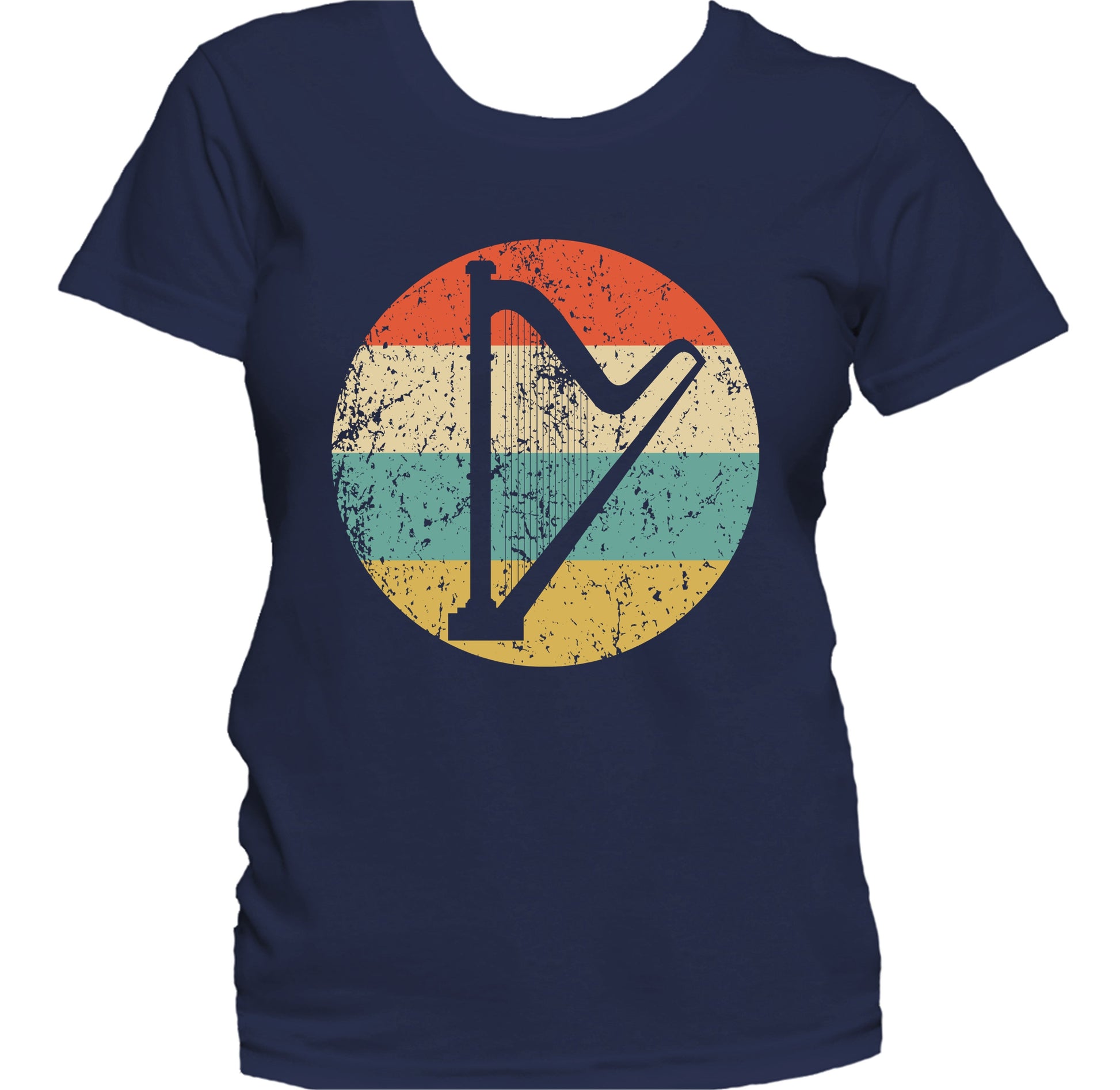Harp Silhouette Retro Music Musician Musical Instrument Women's T-Shirt