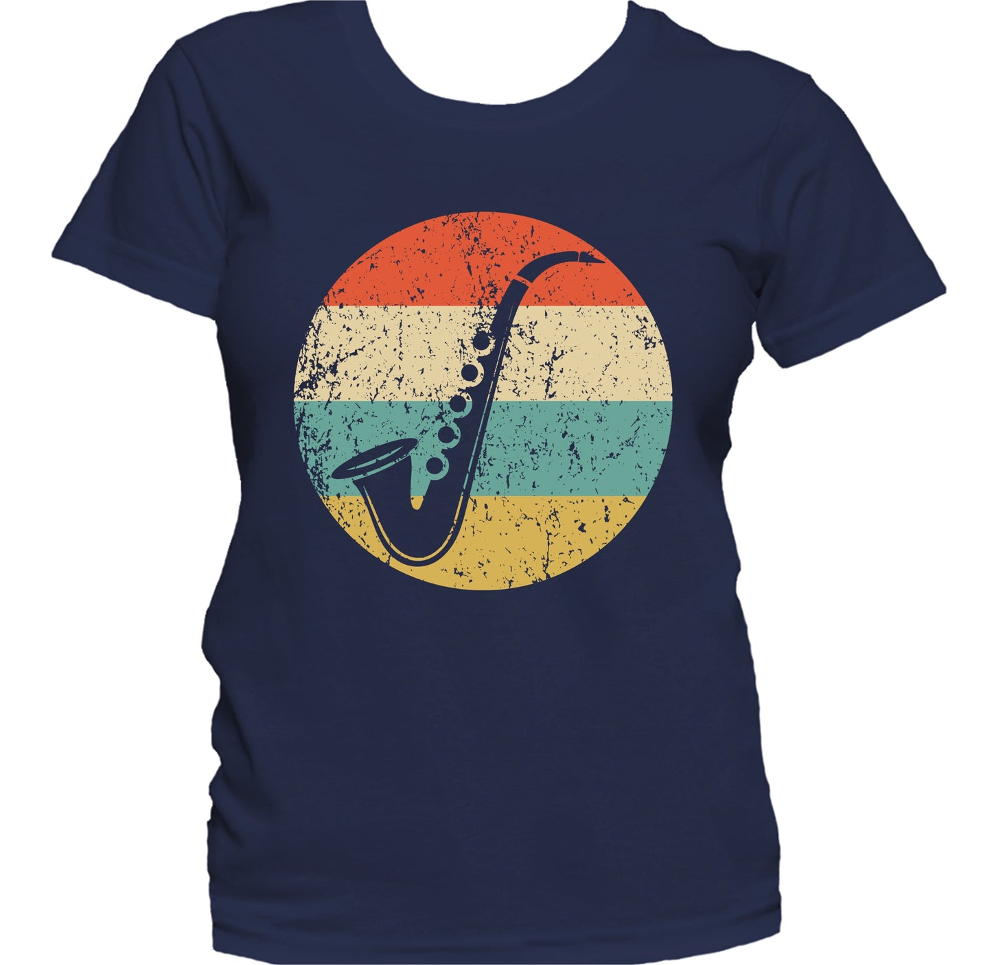 Saxophone Silhouette Retro Music Musician Musical Instrument Women's T-Shirt