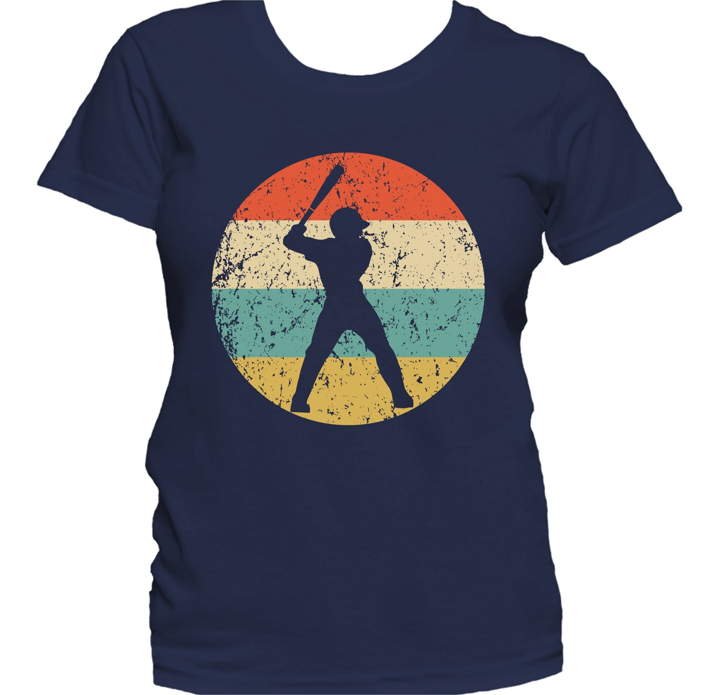 Baseball Player Baseball Batter Silhouette Retro Sports Women's T-Shirt
