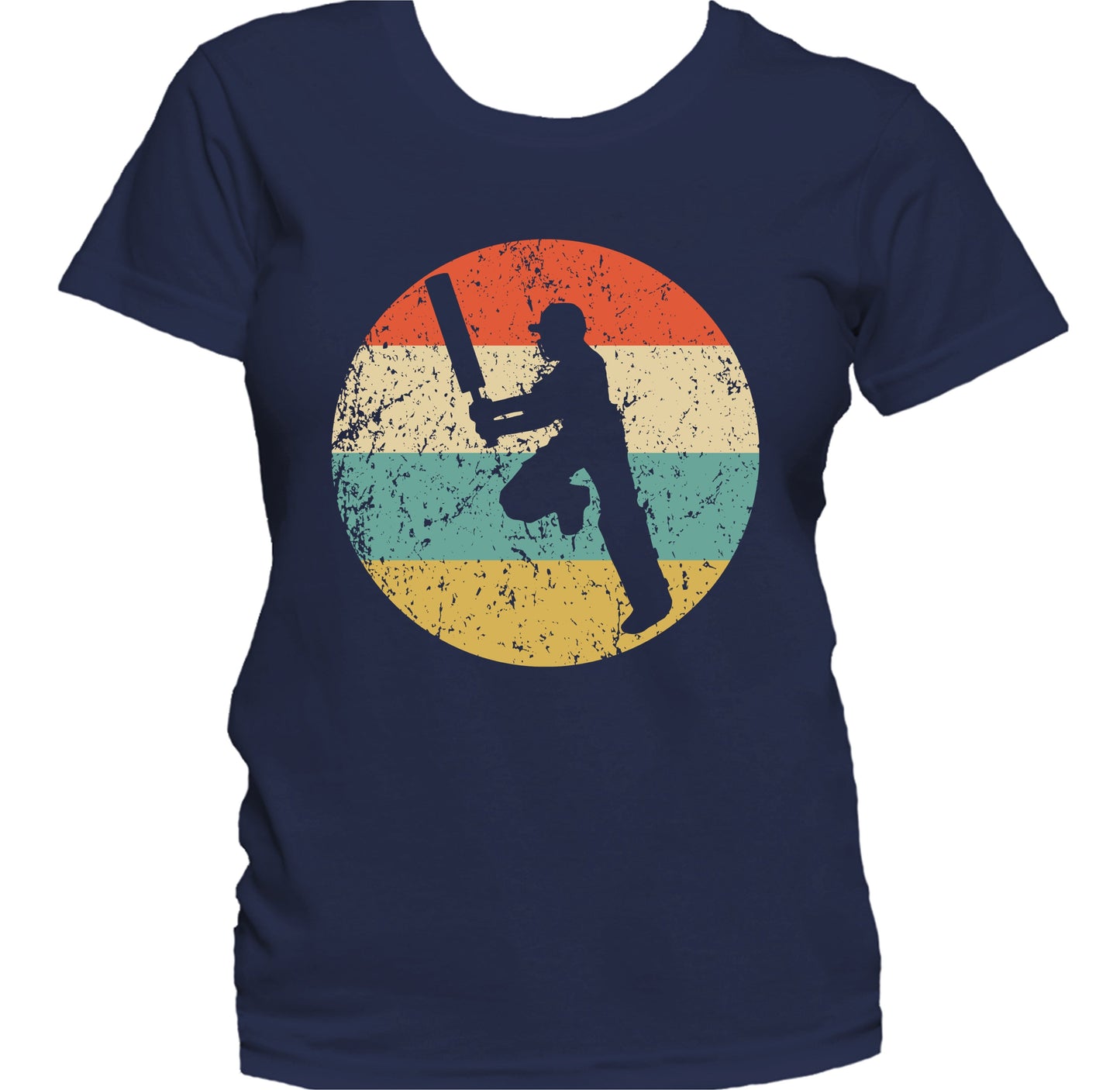 Cricket Player Silhouette Retro Sports Women's T-Shirt