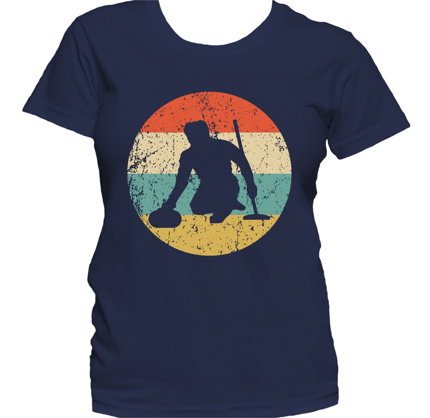 Curler Curling Silhouette Retro Sports Women's T-Shirt