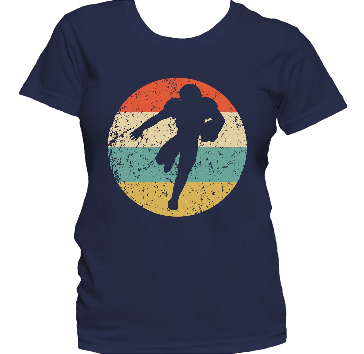 Football Player Running Back Silhouette Retro Sports Women's T-Shirt