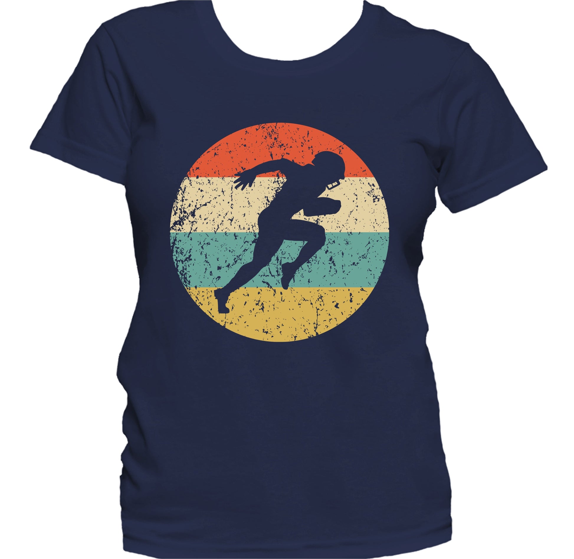 Running Back Football Player Silhouette Retro Sports Women's T-Shirt